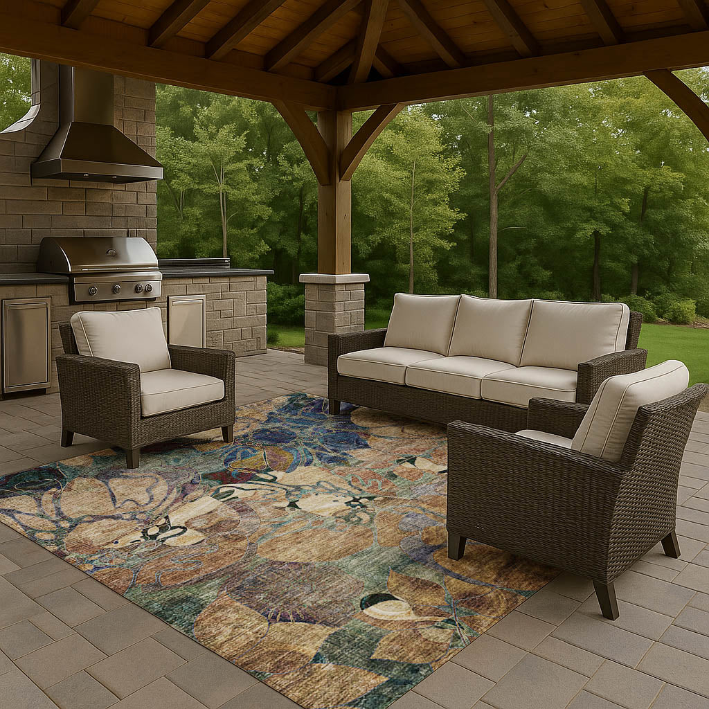 Luxury Washable Indoor/Outdoor Transitional TV17 Beige Ivory Rug 1'8" x 2'6" #shape_Rectangle