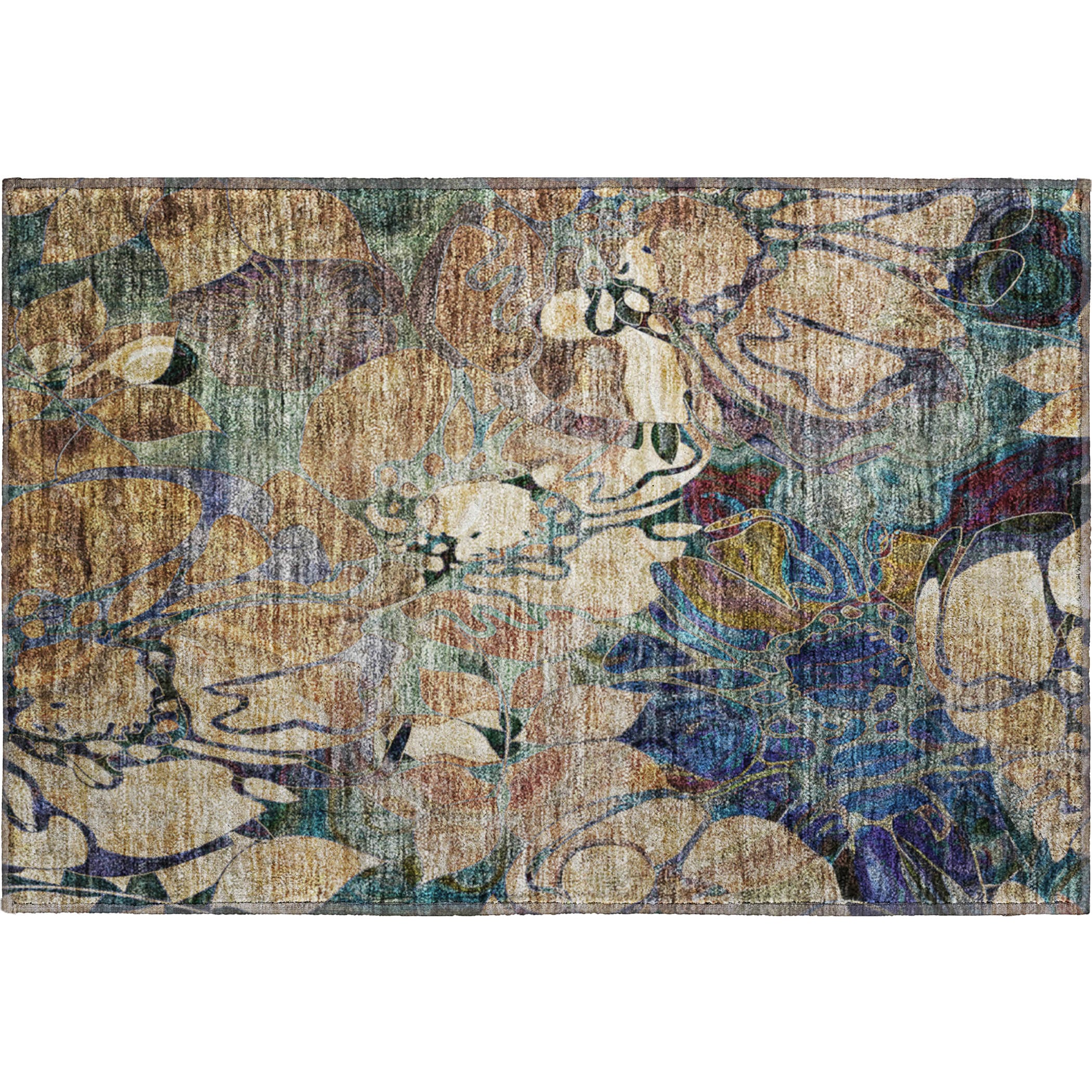 Luxury Washable Indoor/Outdoor Transitional TV17 Beige Ivory Rug 1'8" x 2'6" #shape_Rectangle