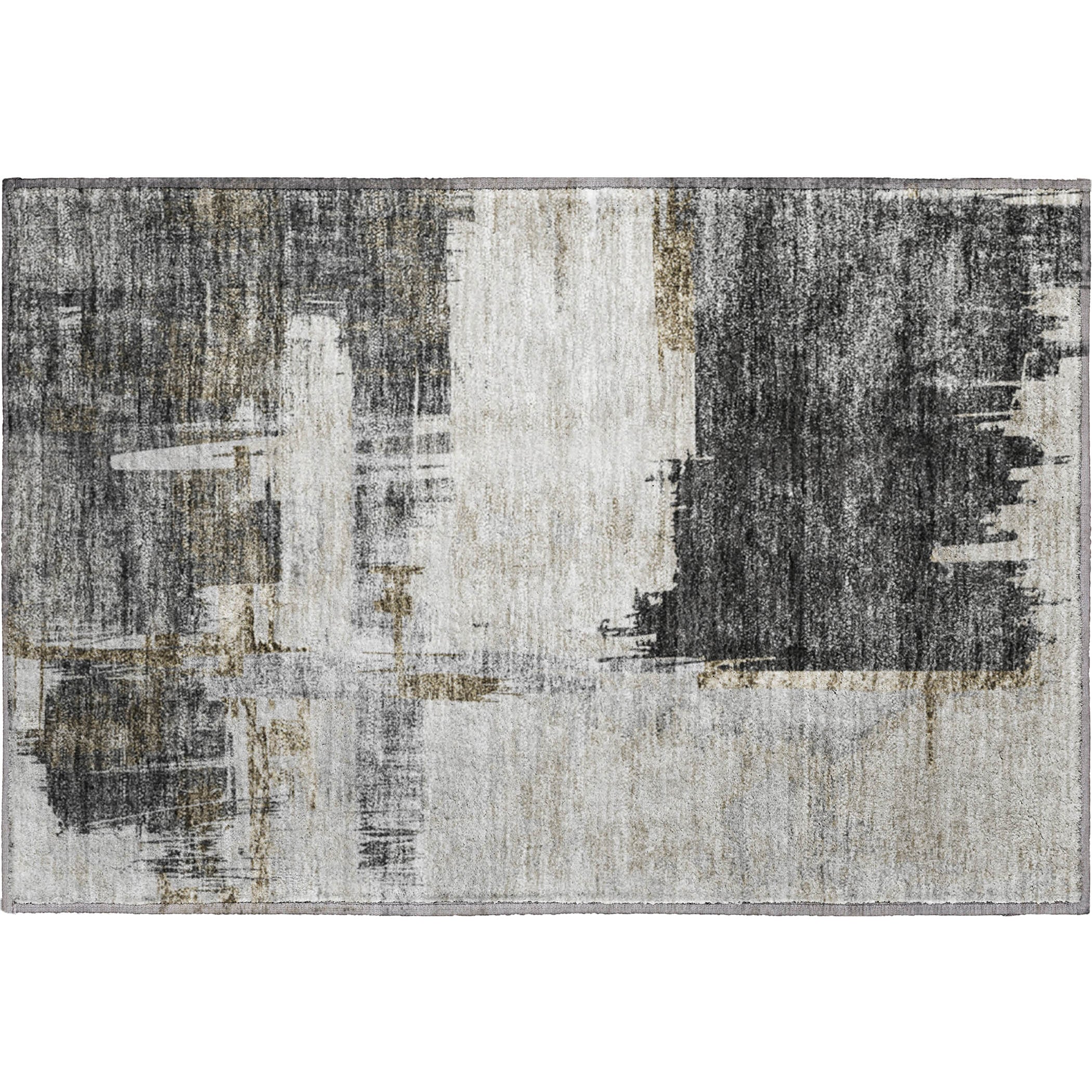 Luxury Washable Indoor/Outdoor Transitional TV18 Gray Rug 1'8" x 2'6" #shape_Rectangle