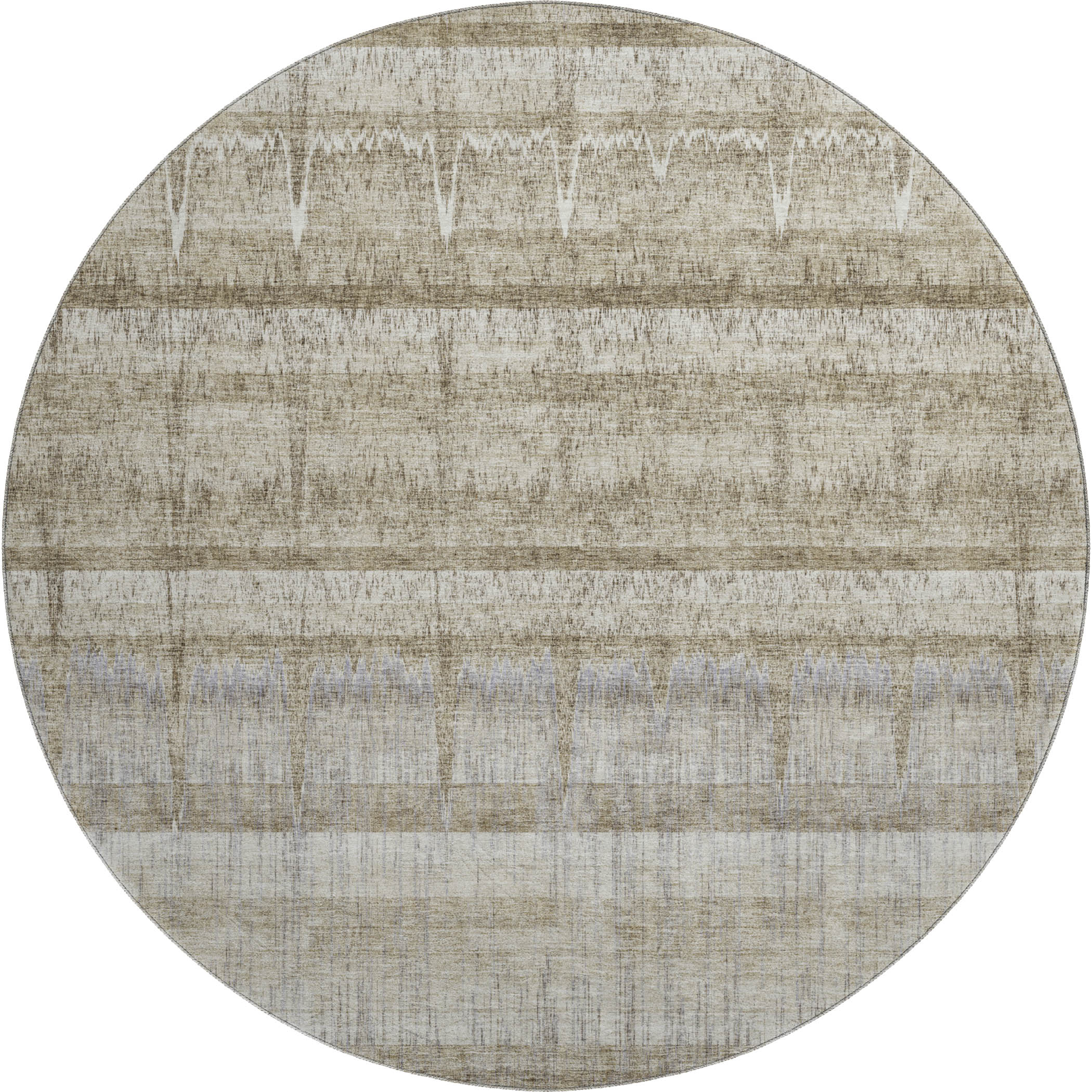 Luxury Washable Indoor/Outdoor Transitional TV19 Taupe Brown Rug 8' x 8' #shape_Round