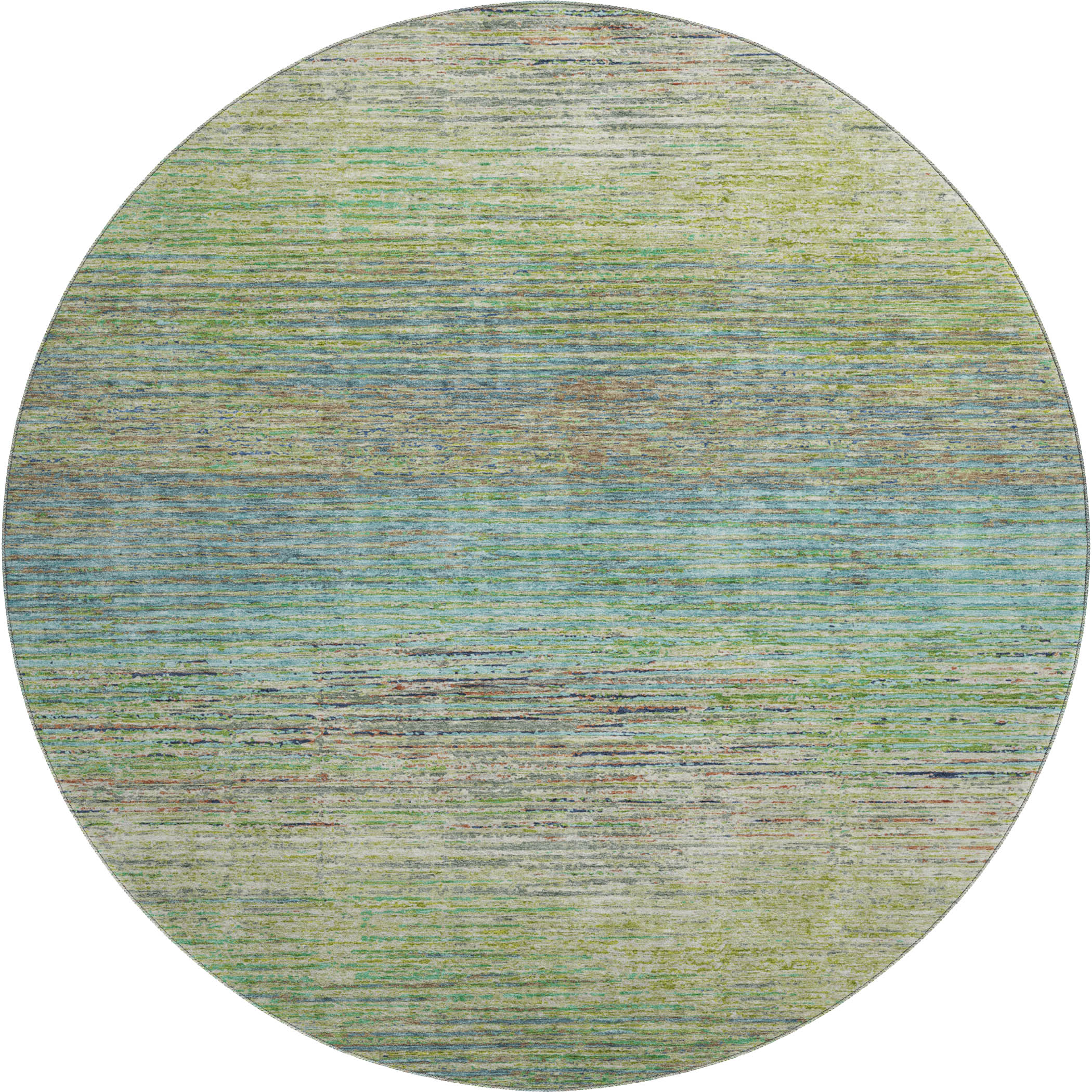 Luxury Washable Indoor/Outdoor Transitional TV1 Aloe Green Rug 8' x 8' #shape_Round