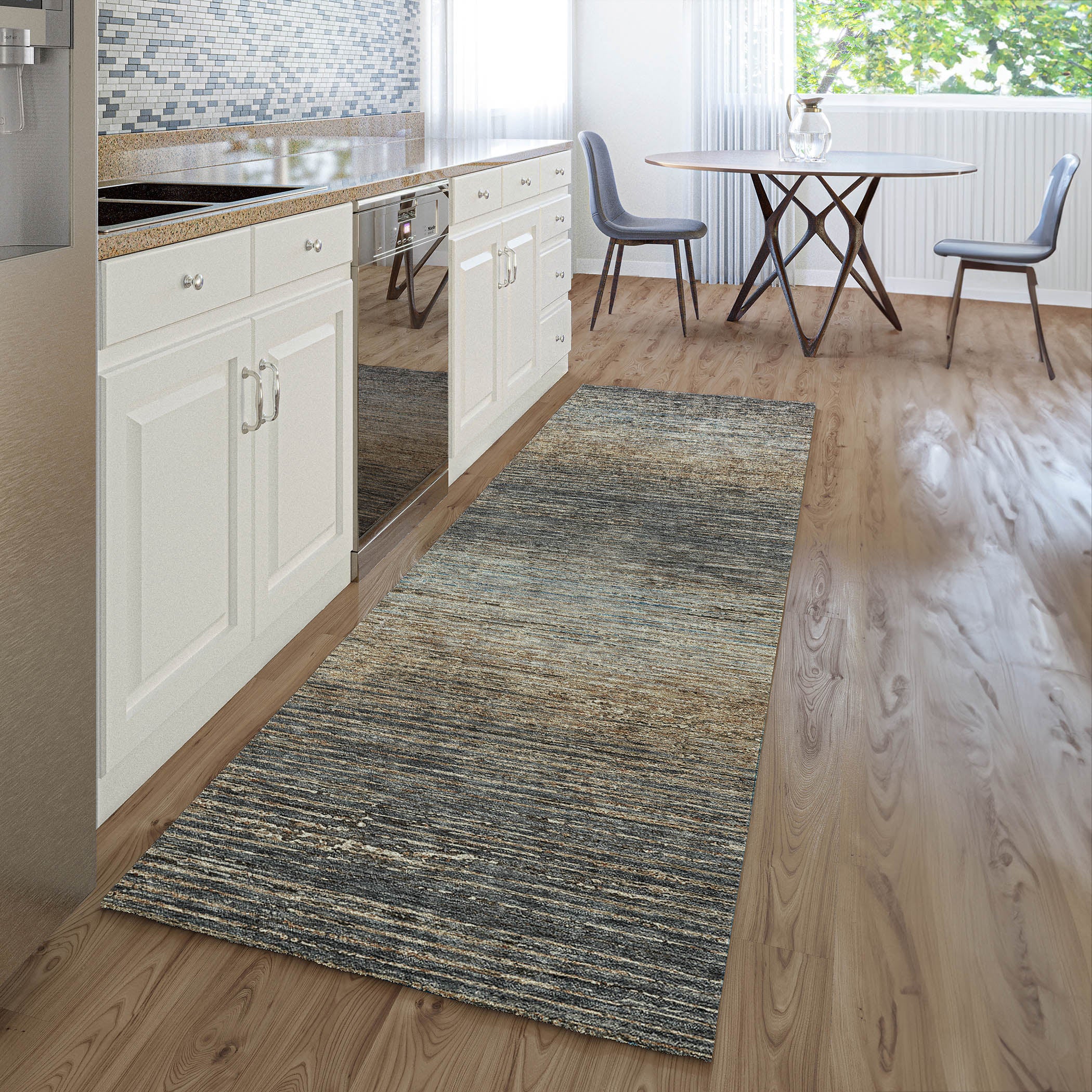 Luxury Washable Indoor/Outdoor Transitional TV1 Pewter Gray Rug 2'3" x 7'6" #shape_Runner