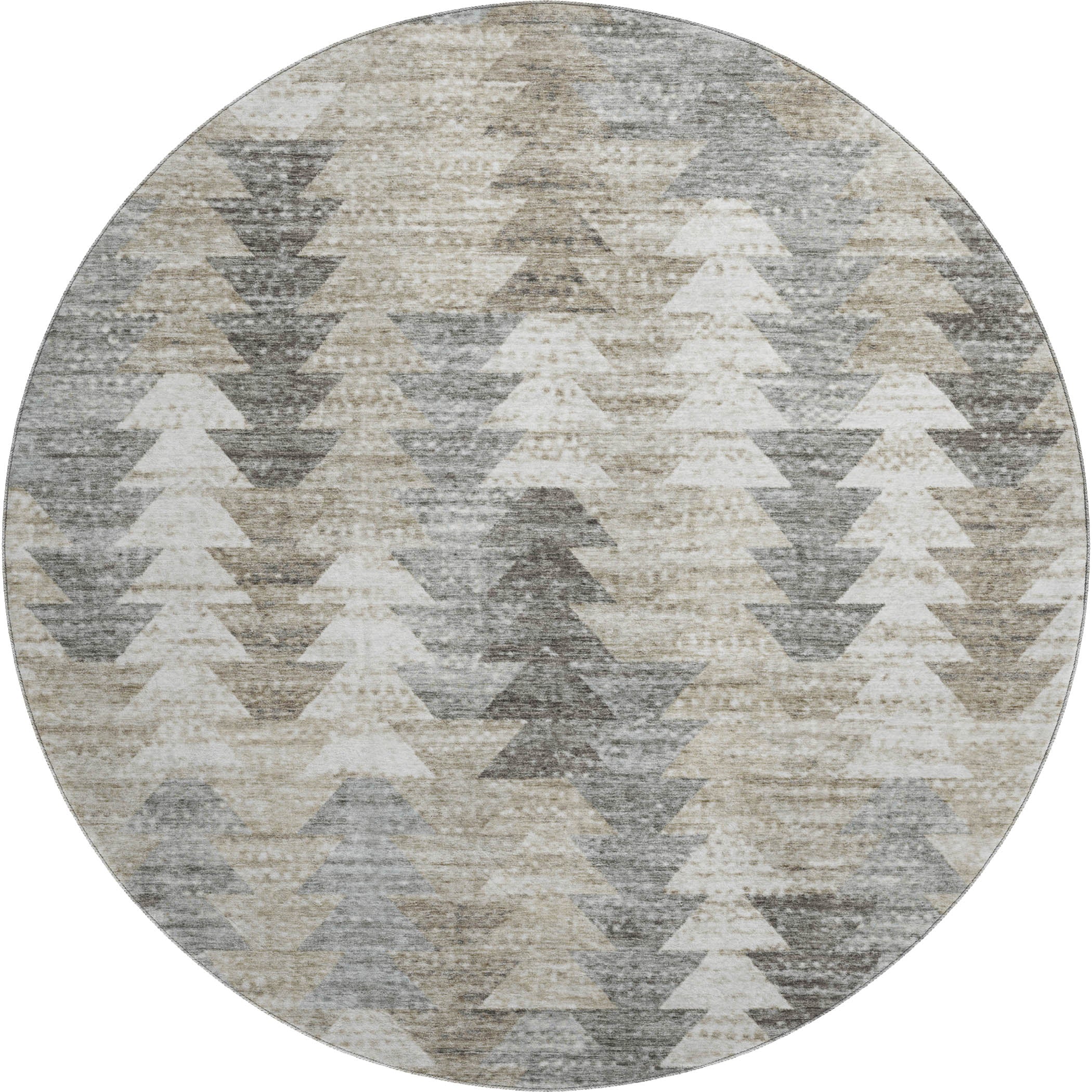 Luxury Washable Indoor/Outdoor Transitional TV20 Taupe Brown Rug 8' x 8' #shape_Round