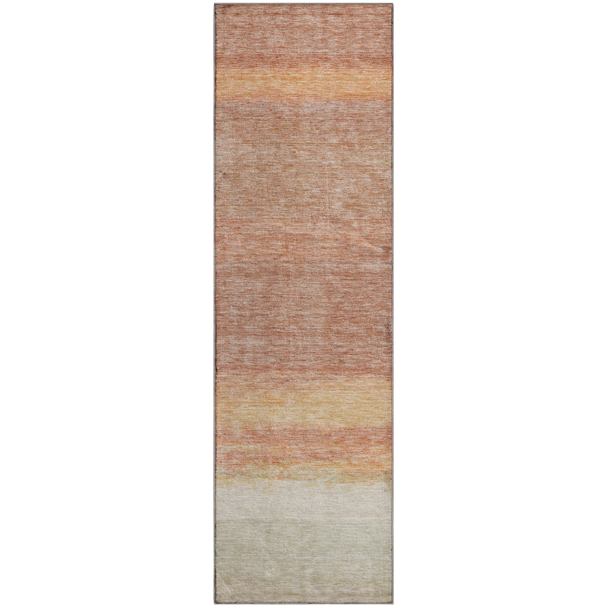 Luxury Washable Indoor/Outdoor Transitional TV2 Salmon Orange Rug 2'3" x 7'6" #shape_Runner