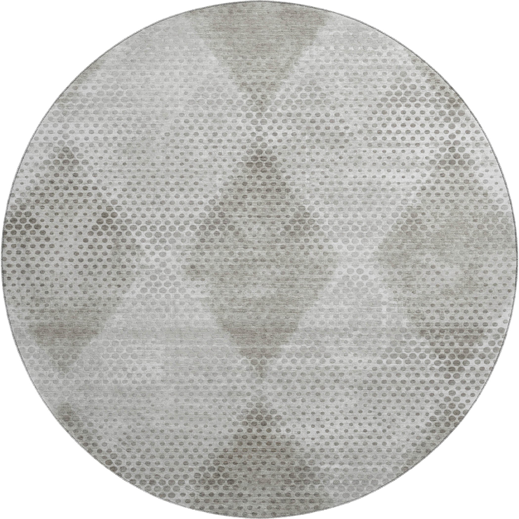 Luxury Washable Indoor/Outdoor Transitional TV4 Gray Rug 8' x 8' #shape_Round