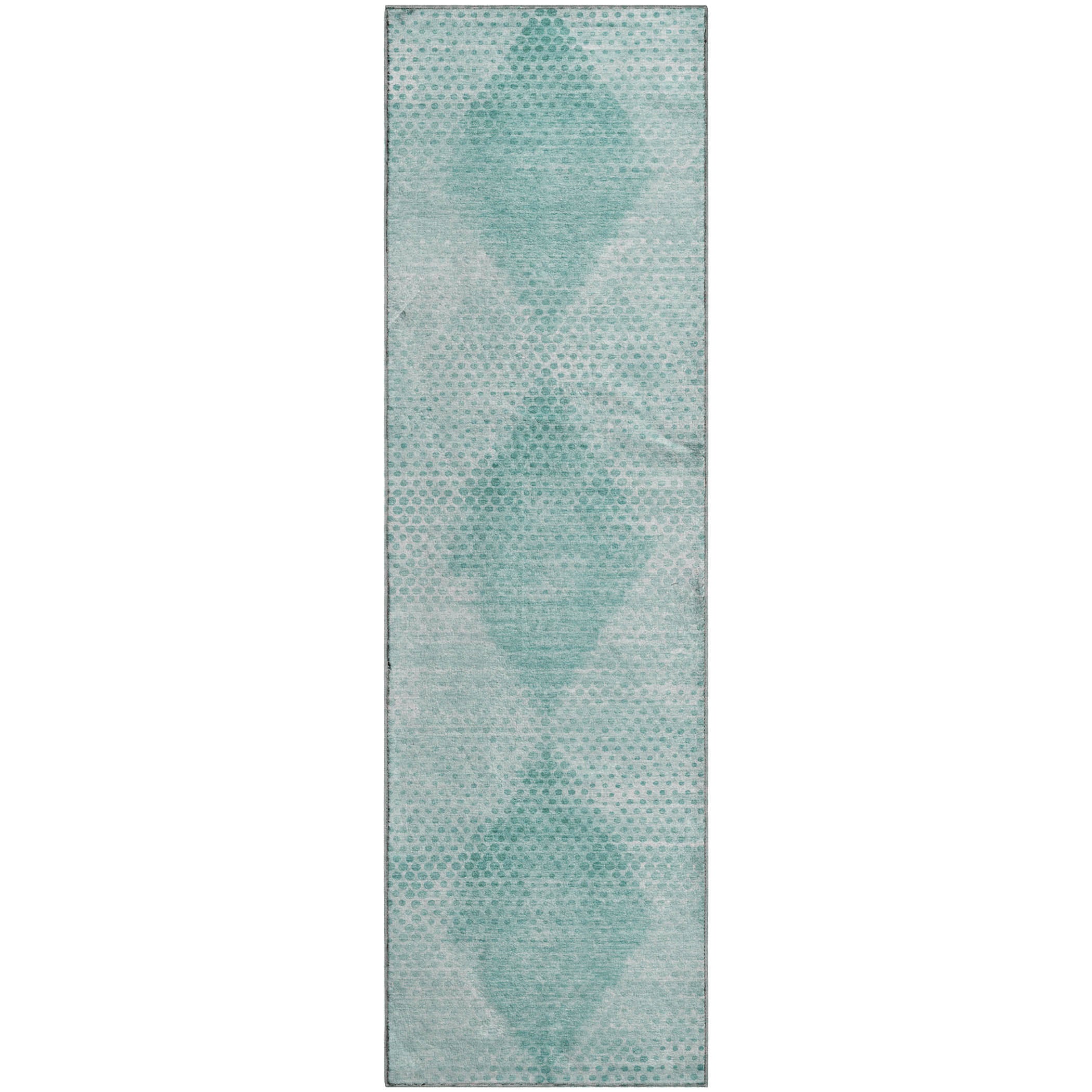 Luxury Washable Indoor/Outdoor Transitional TV4 Teal Rug 2'3" x 7'6" #shape_Runner