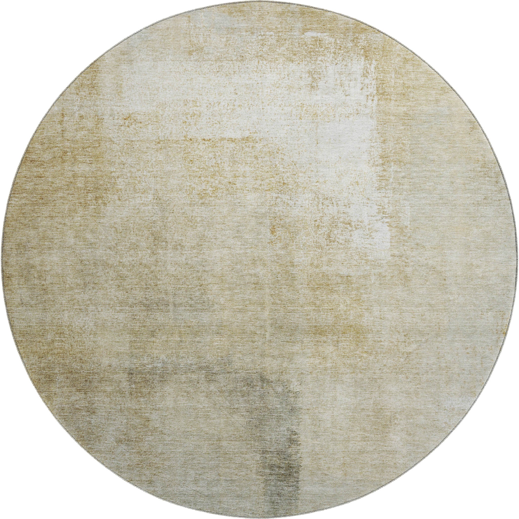 Luxury Washable Indoor/Outdoor Transitional TV5 Wheat Gold Rug 8' x 8' #shape_Round