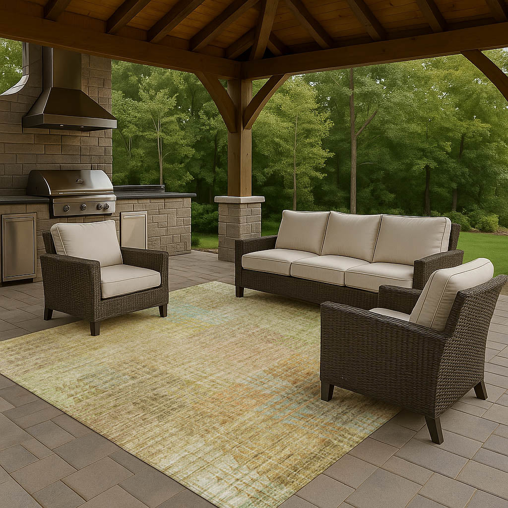 Luxury Washable Indoor/Outdoor Transitional TV6 Beige Brown Rug 1'8" x 2'6" #shape_Rectangle