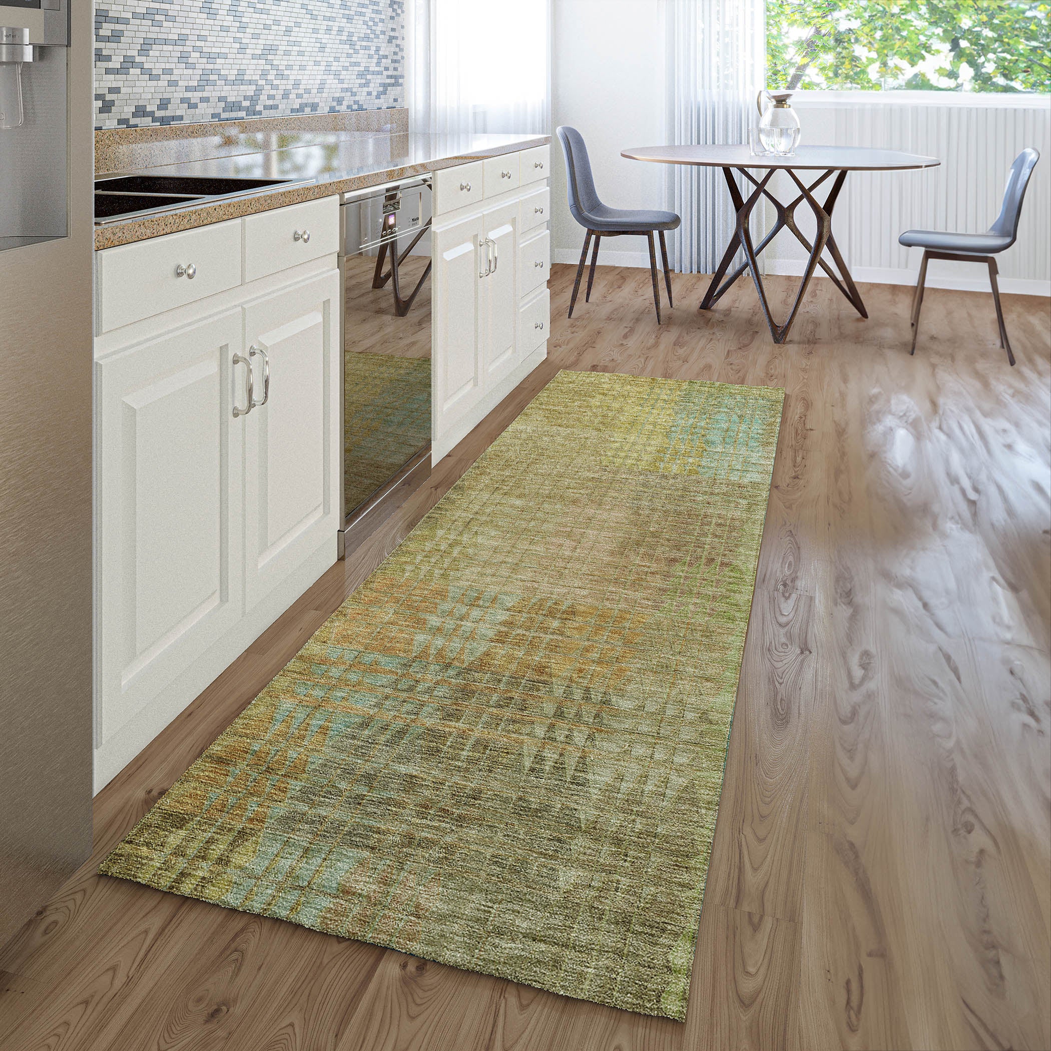 Luxury Washable Indoor/Outdoor Transitional TV6 Beige Brown Rug 2'3" x 7'6" #shape_Runner