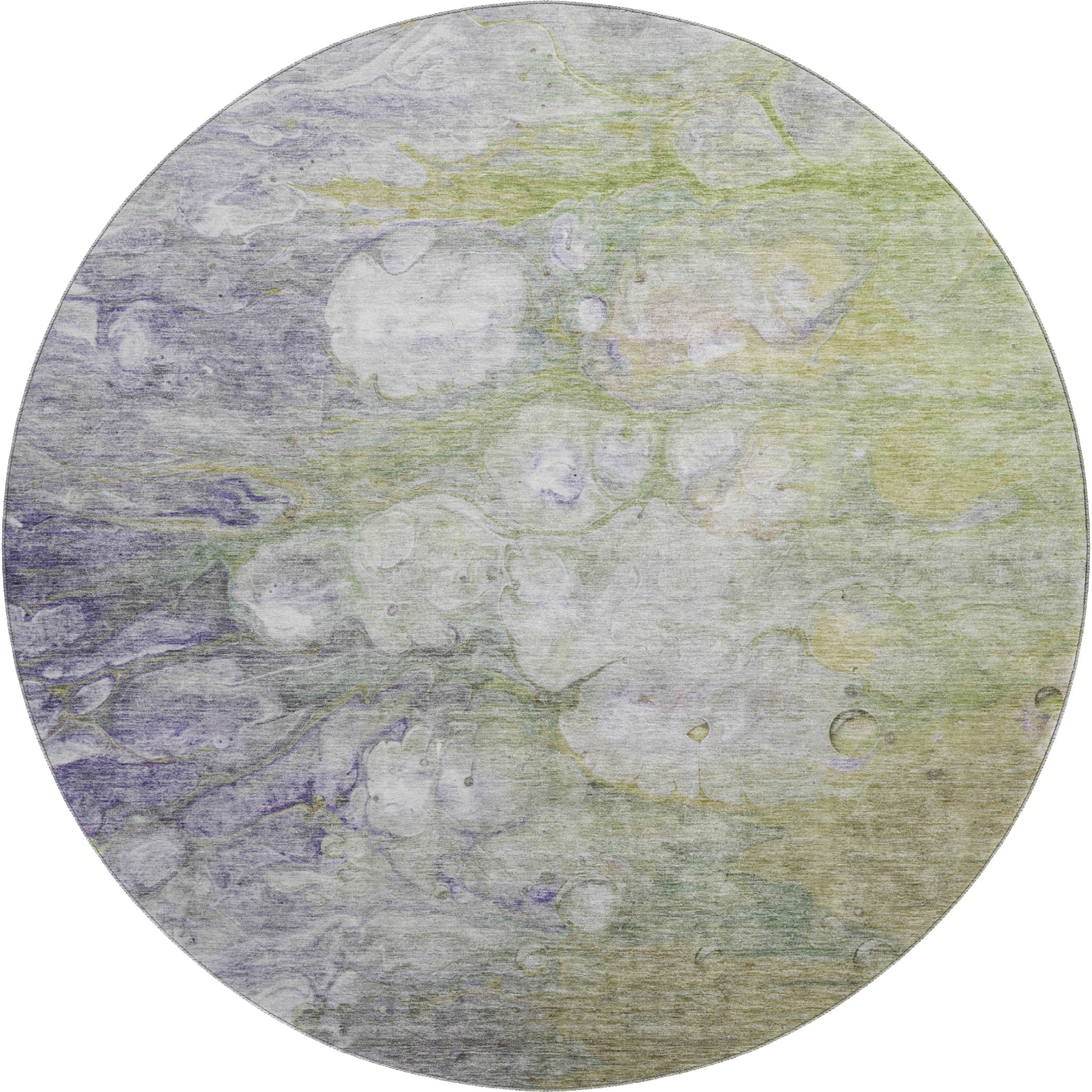 Luxury Washable Indoor/Outdoor Transitional TV7 Aloe Green Rug 8' x 8' #shape_Round