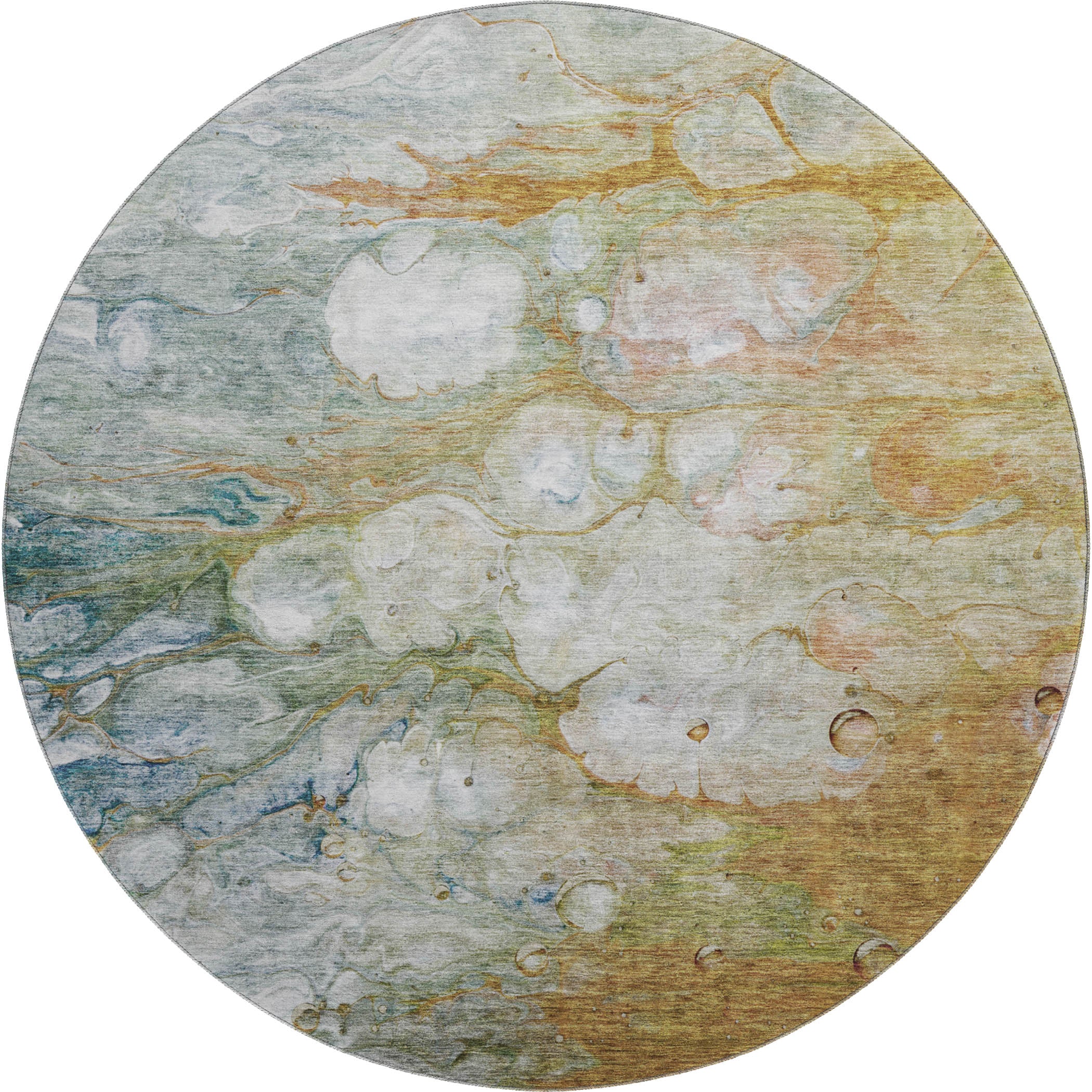 Luxury Washable Indoor/Outdoor Transitional TV7 Paprika Orange Rug 8' x 8' #shape_Round