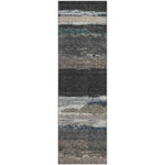 Luxury Washable Indoor/Outdoor Transitional TV8 Black Rug 2'3" x 7'6" #shape_Runner