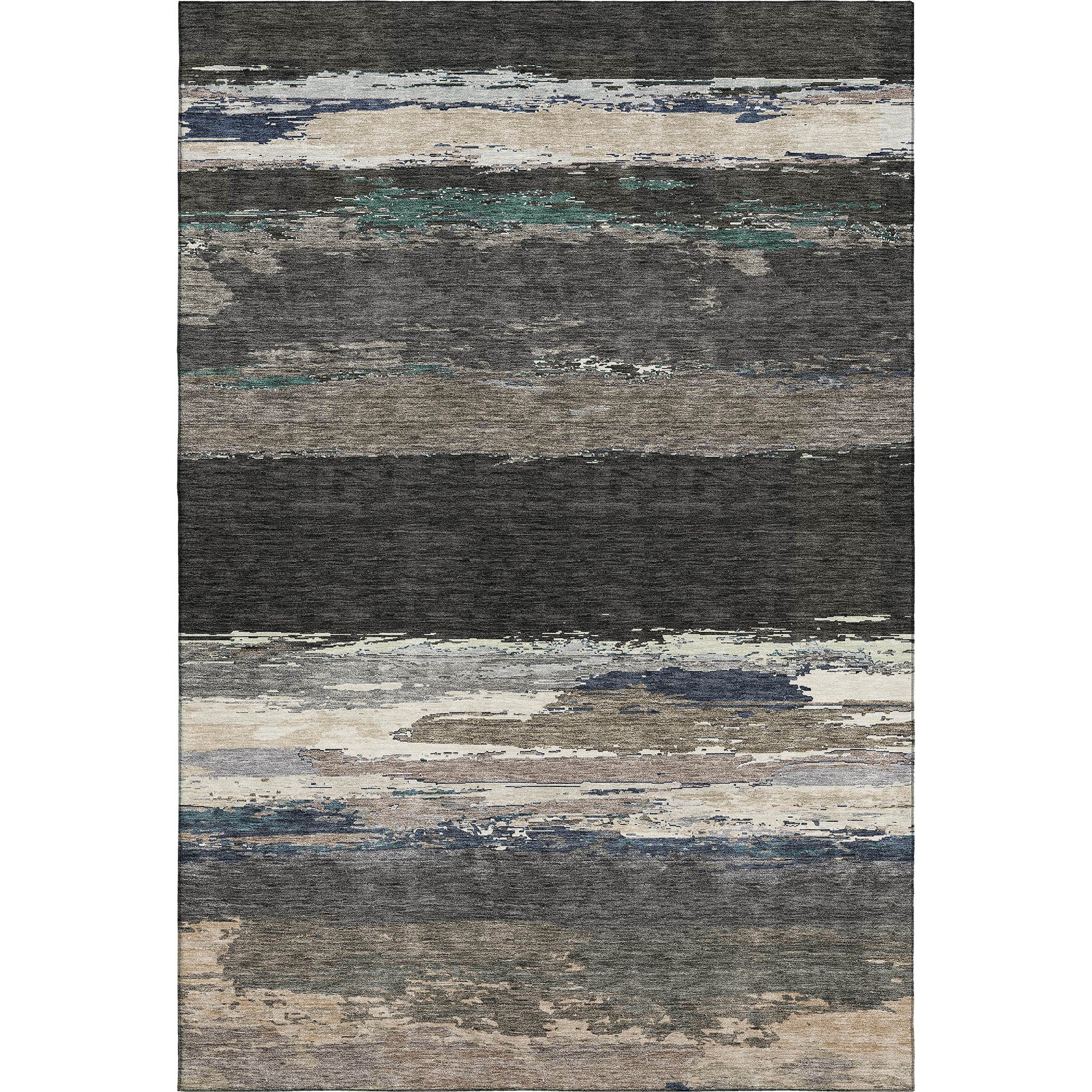 Luxury Washable Indoor/Outdoor Transitional TV8 Black Rug 2'6" x 3'10" #shape_Rectangle