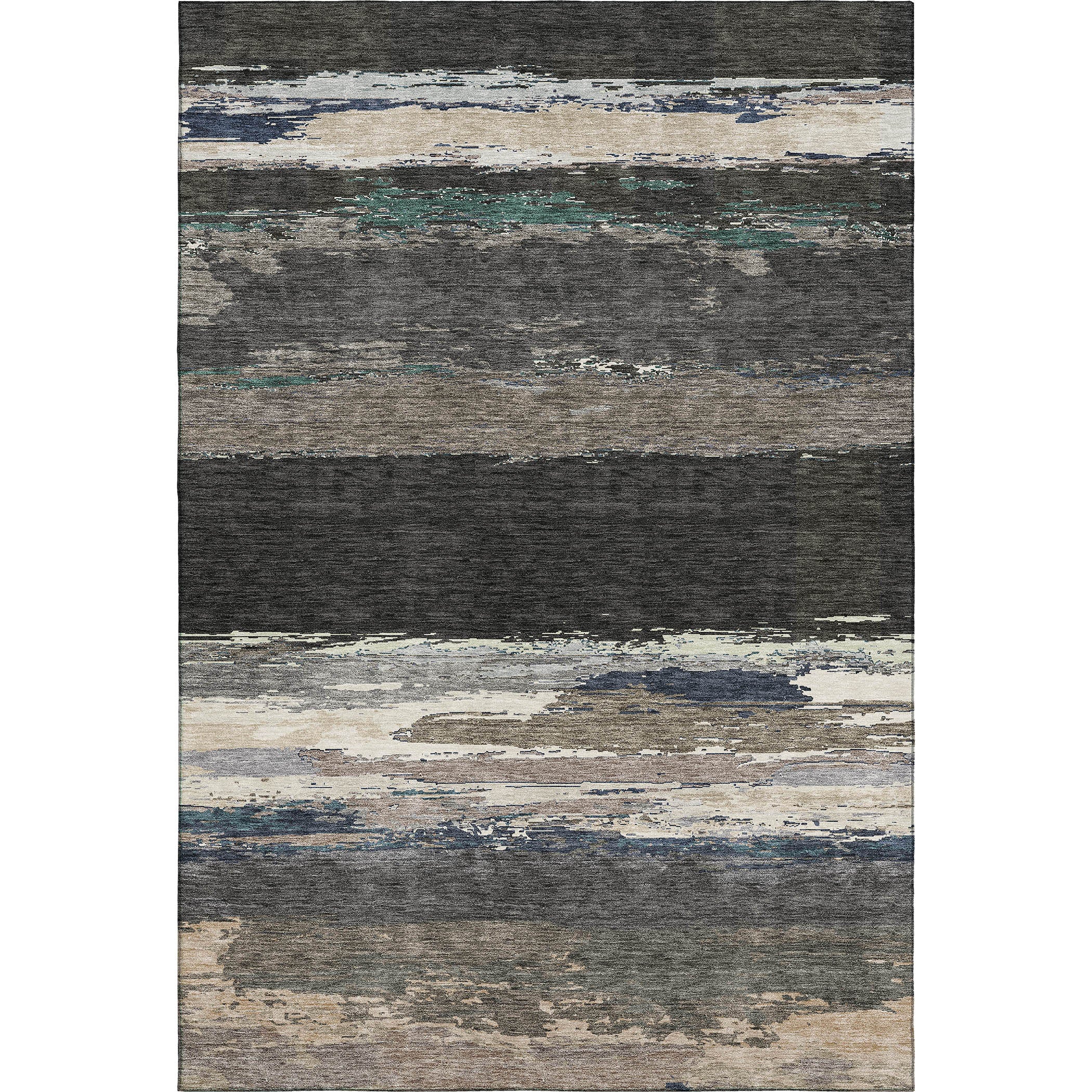 Luxury Washable Indoor/Outdoor Transitional TV8 Black Rug 2'6" x 3'10" #shape_Rectangle