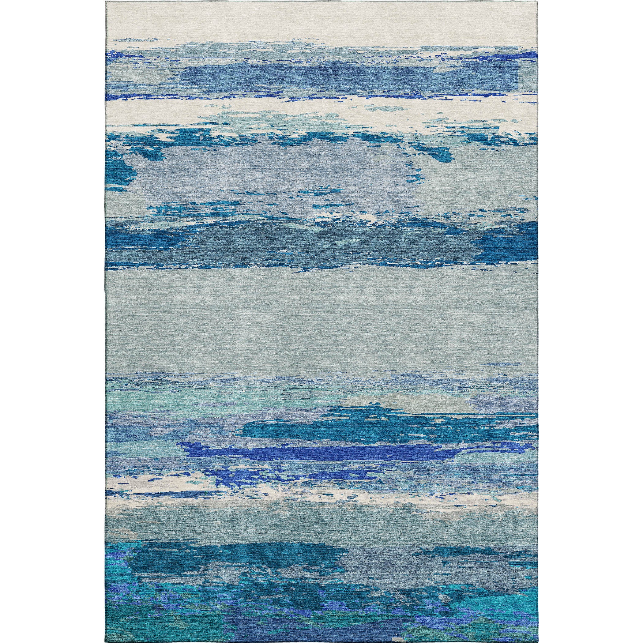 Luxury Washable Indoor/Outdoor Transitional TV8 Blue Rug 2'6" x 3'10" #shape_Rectangle