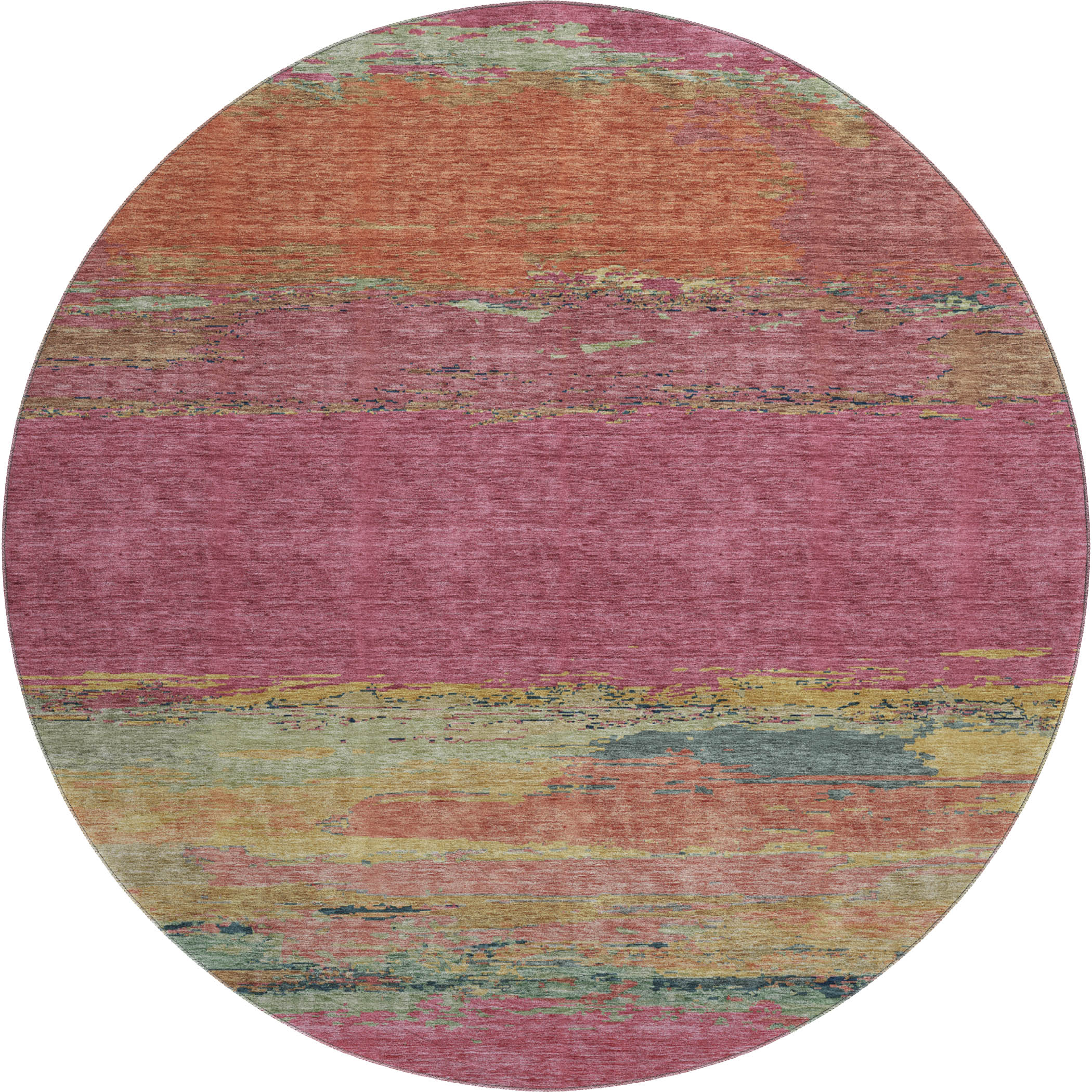 Luxury Washable Indoor/Outdoor Transitional TV8 Blush Pink Rug 8' x 8' #shape_Round