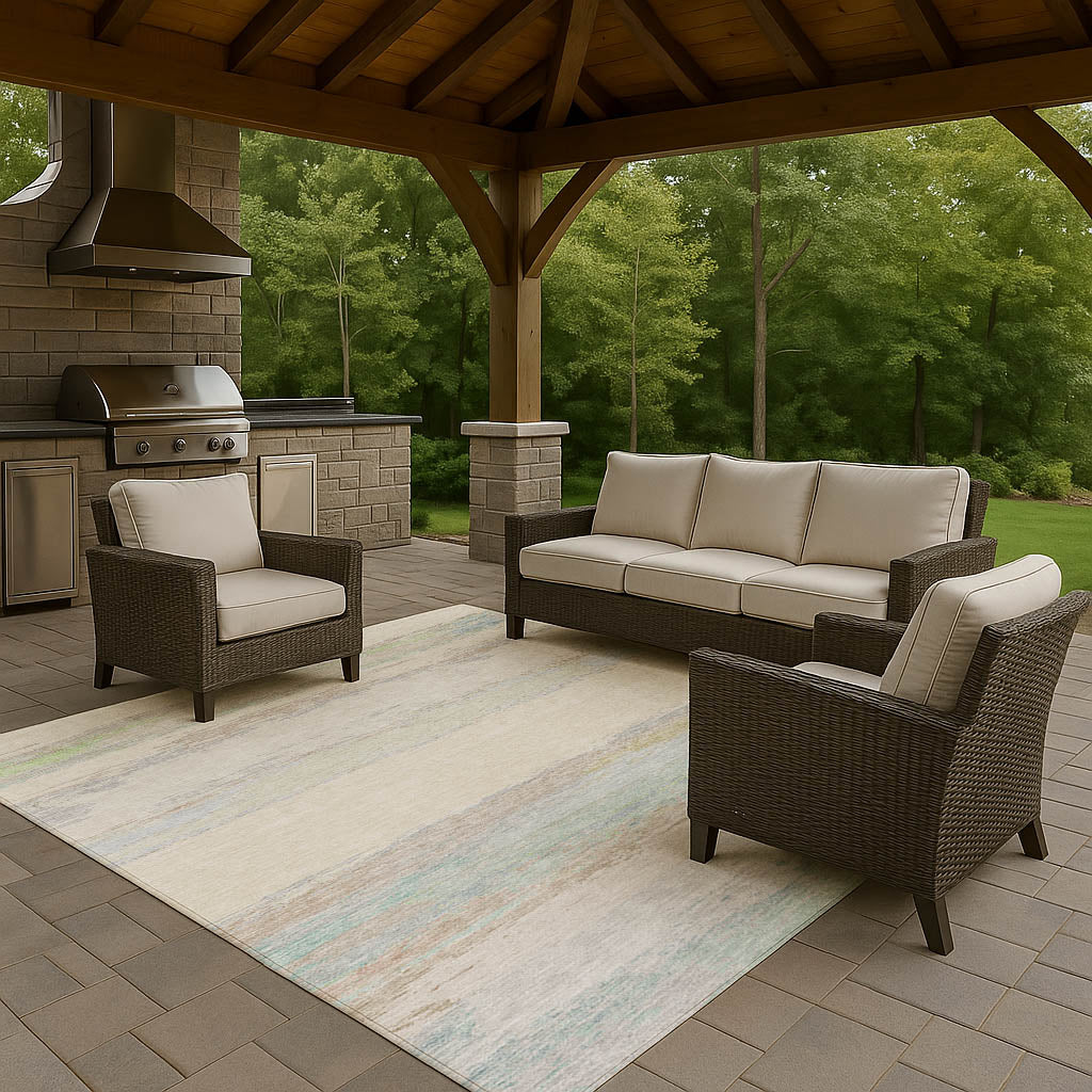 Luxury Washable Indoor/Outdoor Transitional TV8 Ivory Rug 1'8" x 2'6" #shape_Rectangle