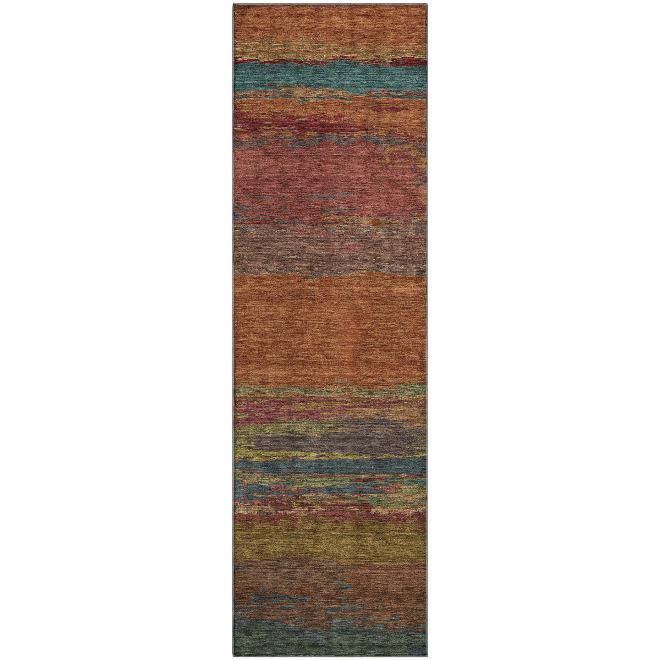 Luxury Washable Indoor/Outdoor Transitional TV8 Terracotta Orange Rug 2'3" x 7'6" #shape_Runner