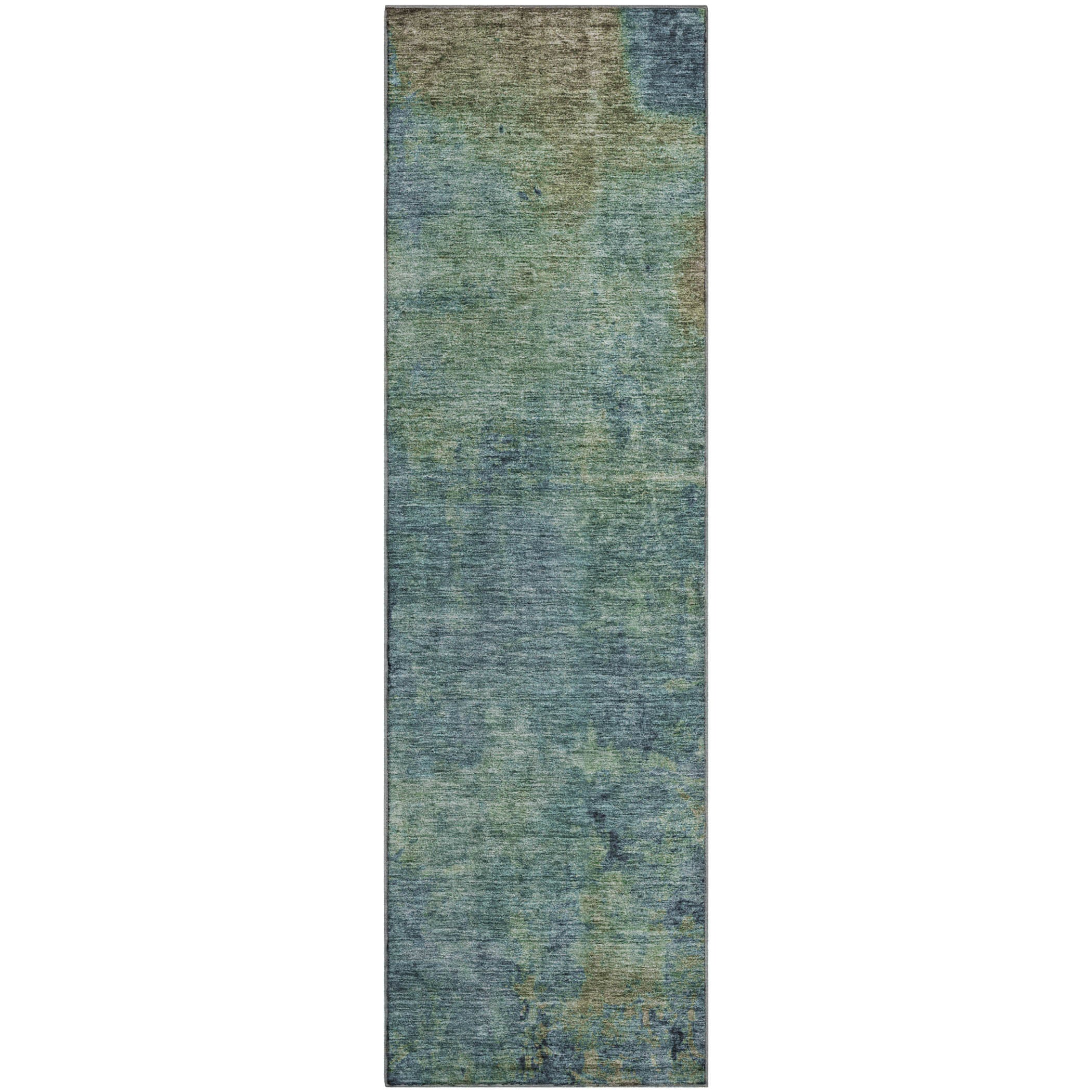 Luxury Washable Indoor/Outdoor Transitional TV9 Blue Rug 2'3" x 7'6" #shape_Runner