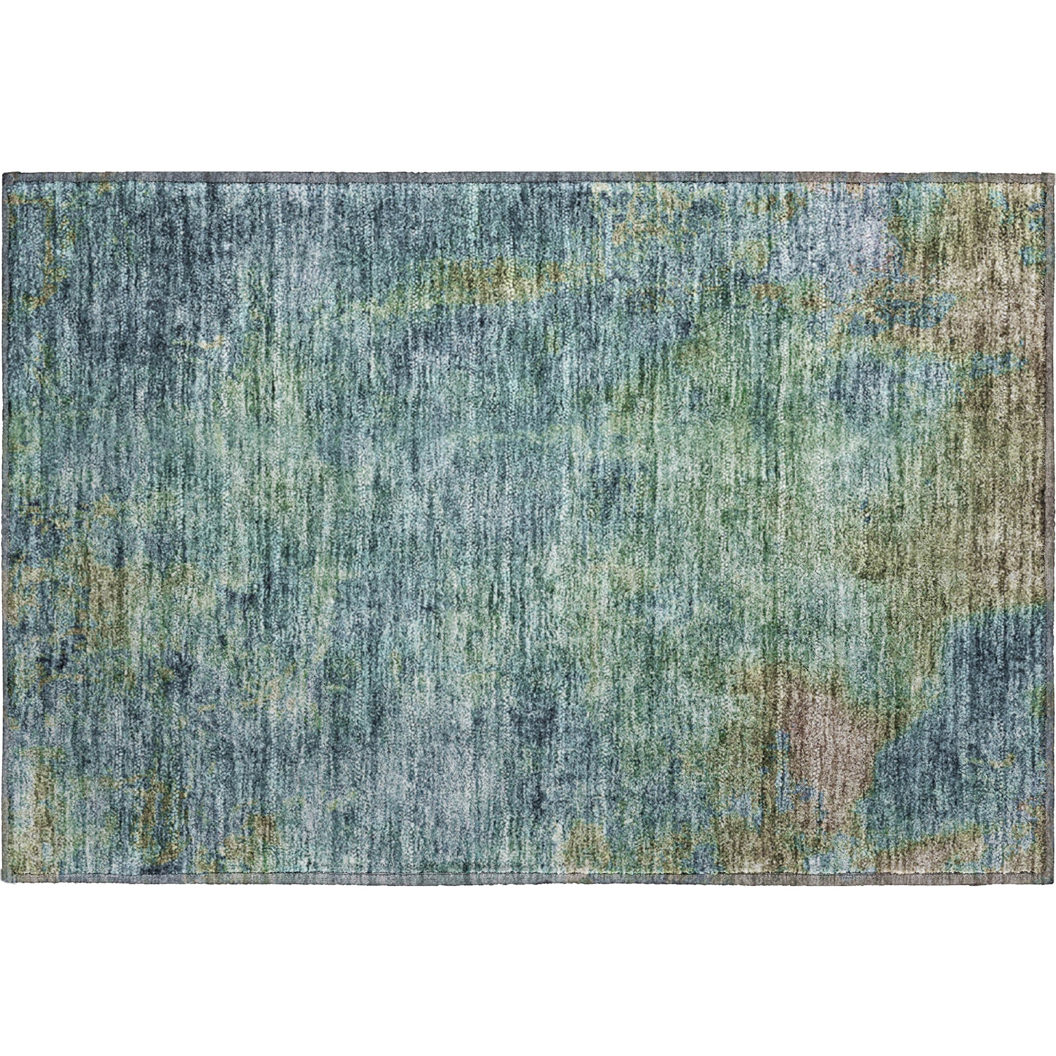 Luxury Washable Indoor/Outdoor Transitional TV9 Blue Rug 1'8" x 2'6" #shape_Rectangle