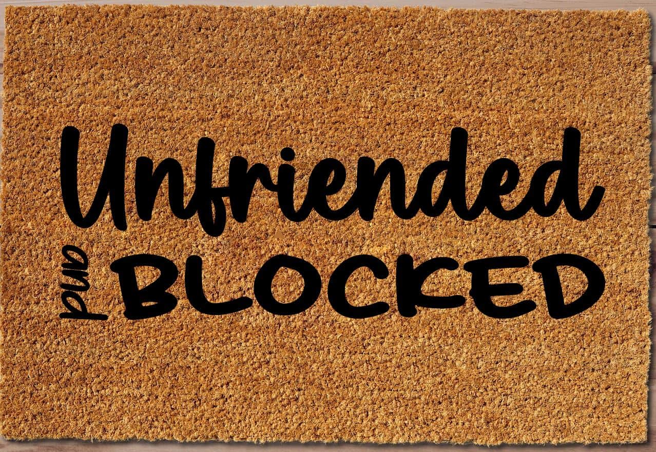 Unfriended and Blocked Funny Welcome Mat