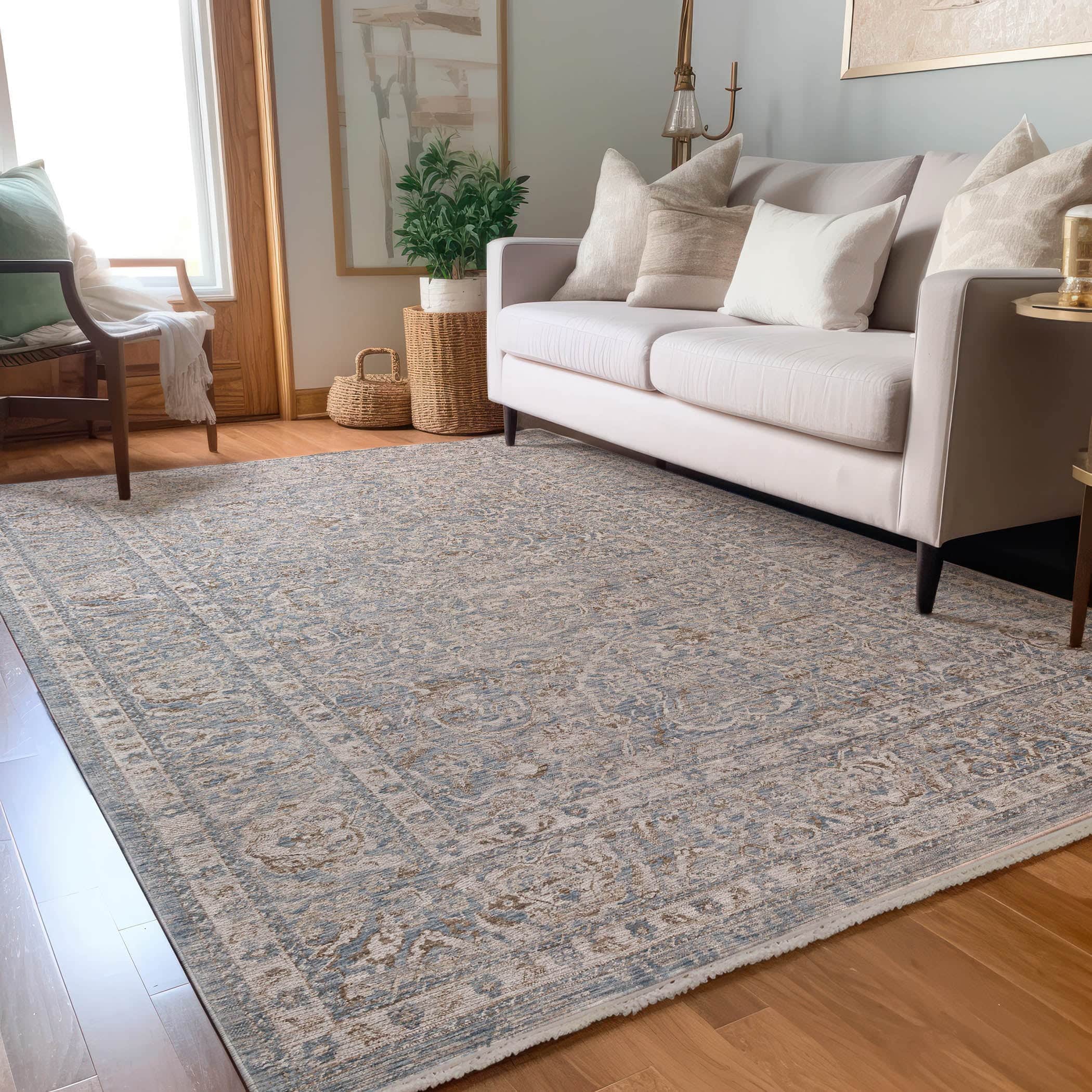 Traditional VI8 Denim Blue Rug 1'8" x 2'6" #shape_Rectangle
