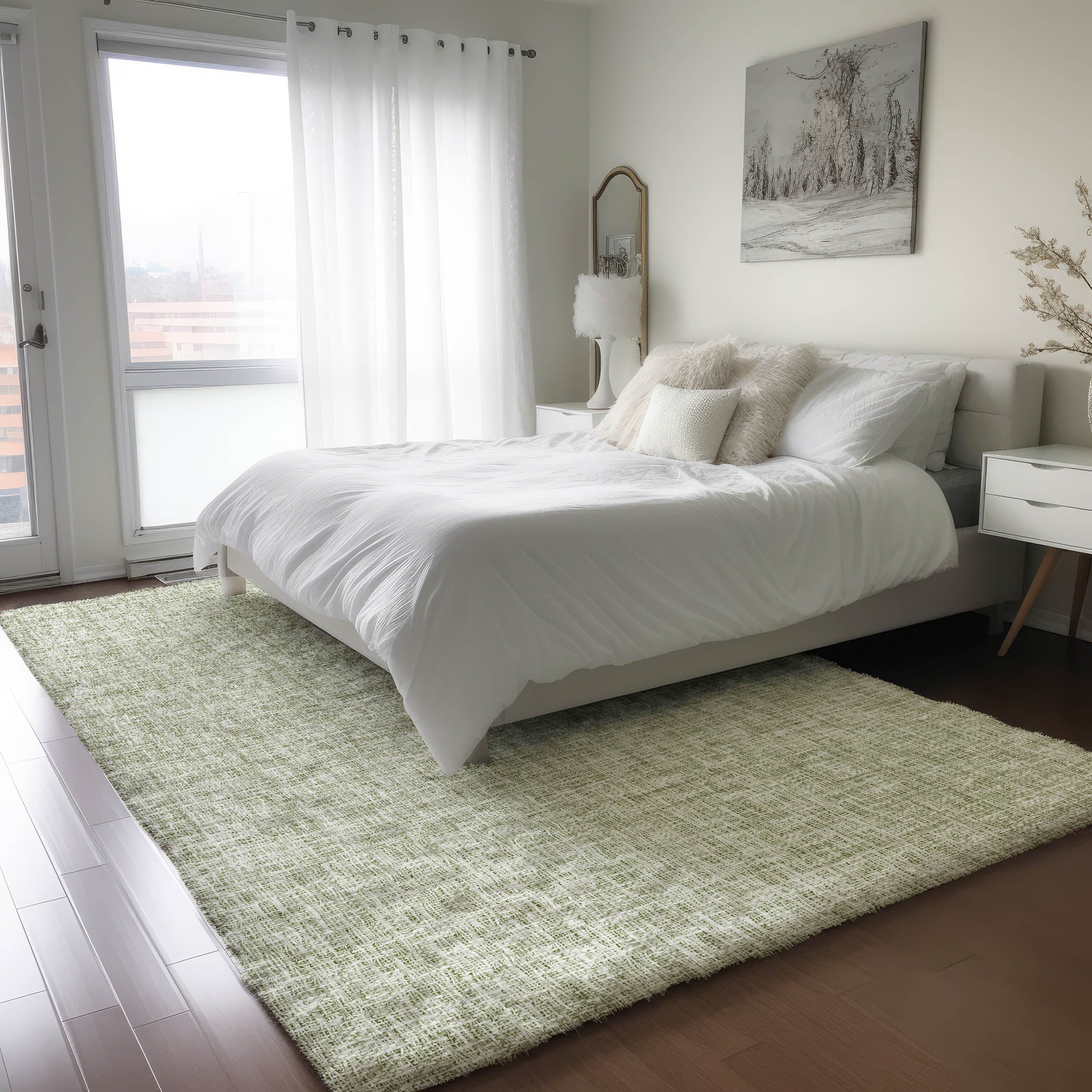 Luxury Washable Transitional VY1 Celery Green Rug 2'6" x 3'10" #shape_Rectangle