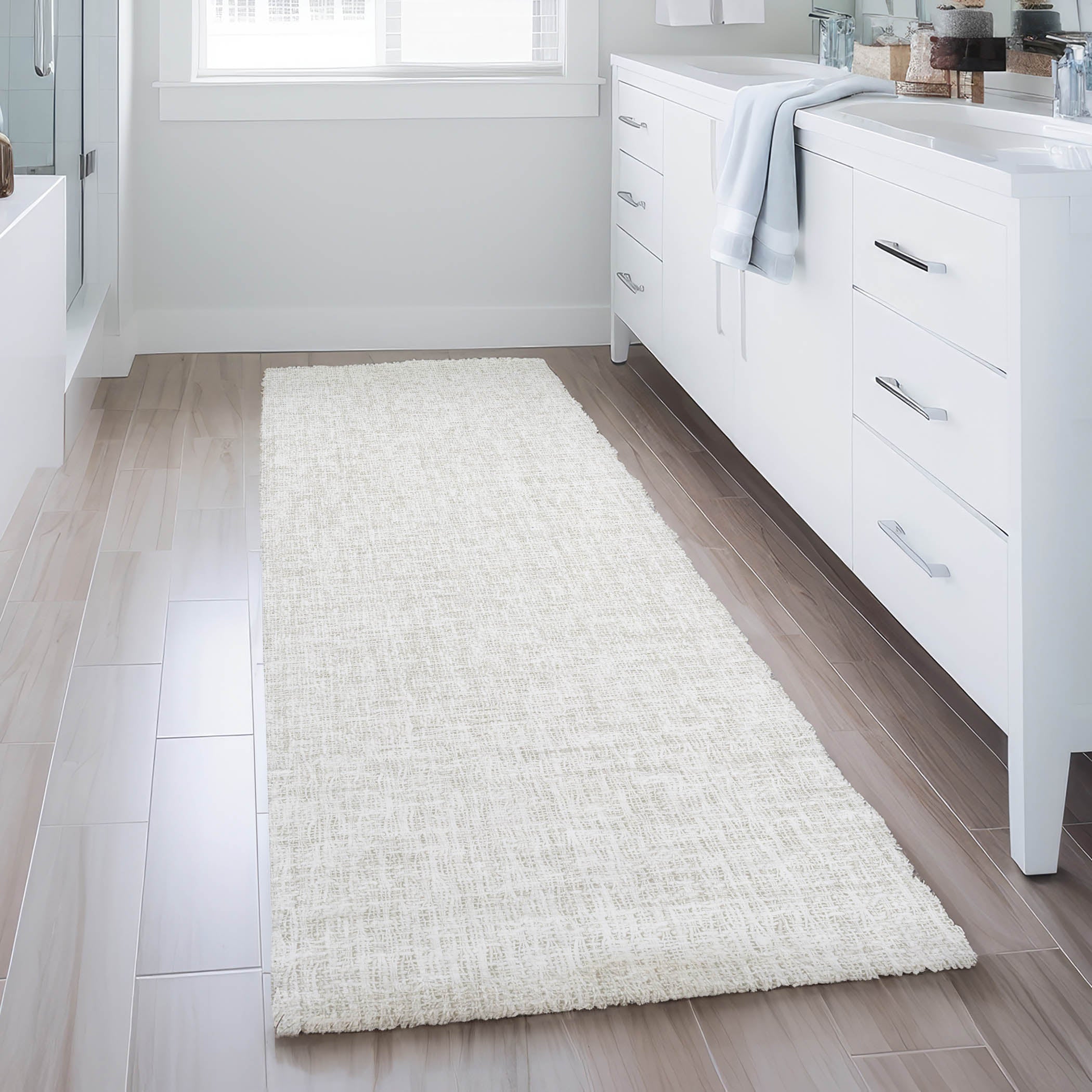 Luxury Washable Transitional VY1 Ivory Rug 2'3" x 7'6" #shape_Runner
