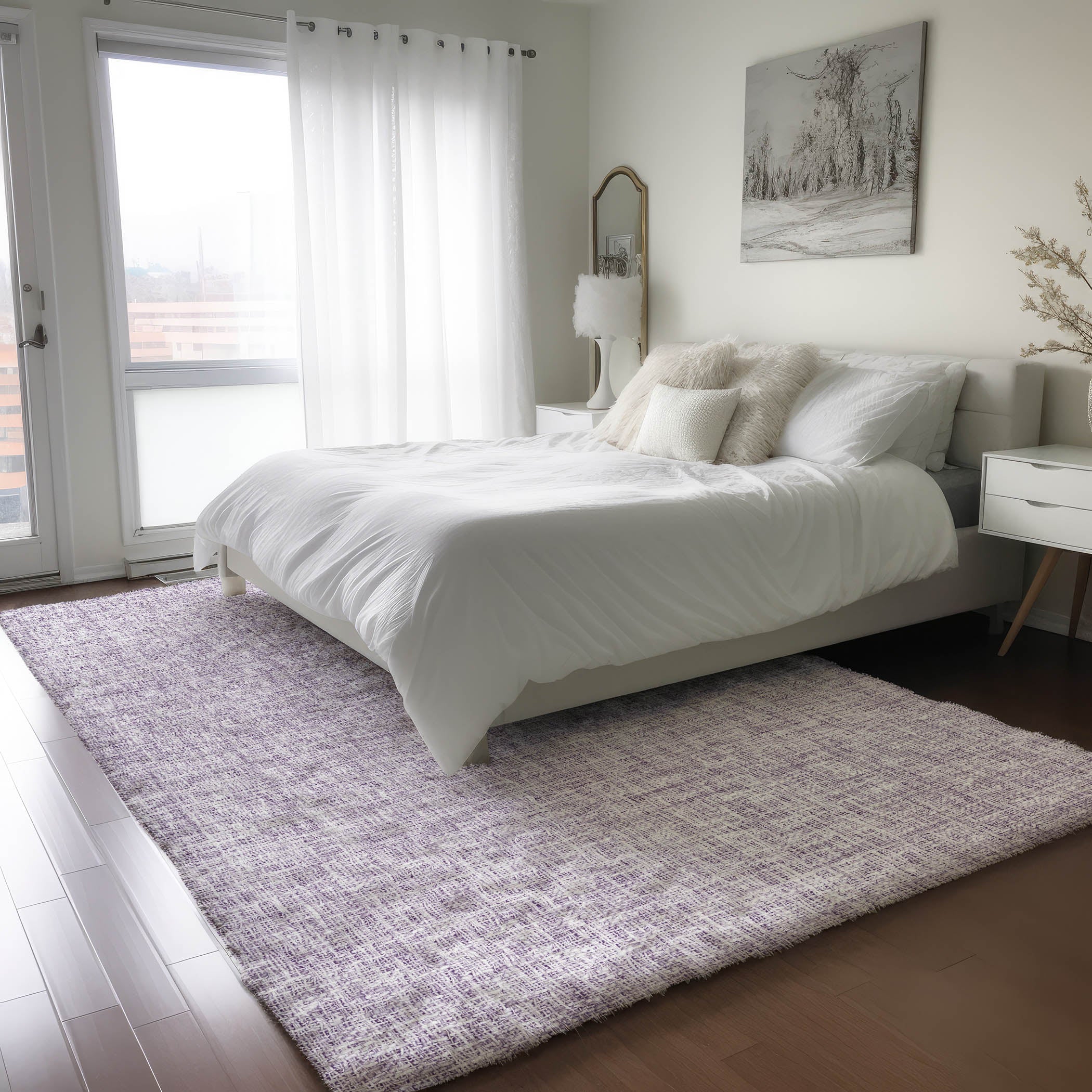 Luxury Washable Transitional VY1 Lavender Purple Rug 2'6" x 3'10" #shape_Rectangle