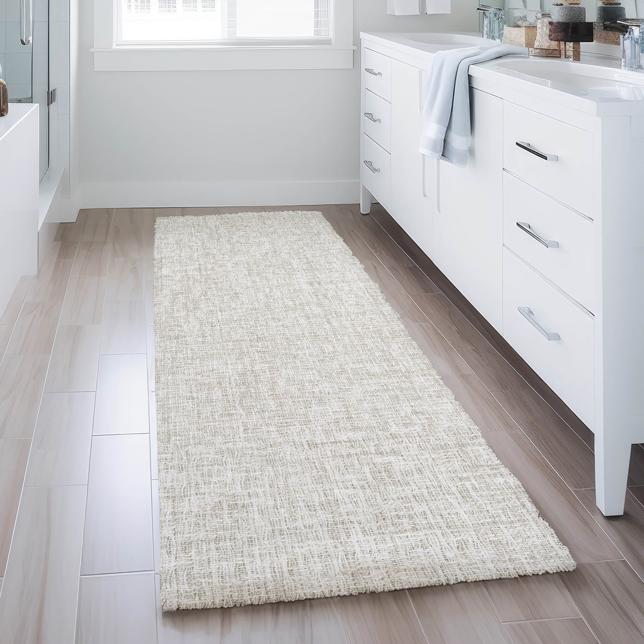 Luxury Washable Transitional VY1 Linen Ivory Rug 2'3" x 7'6" #shape_Runner