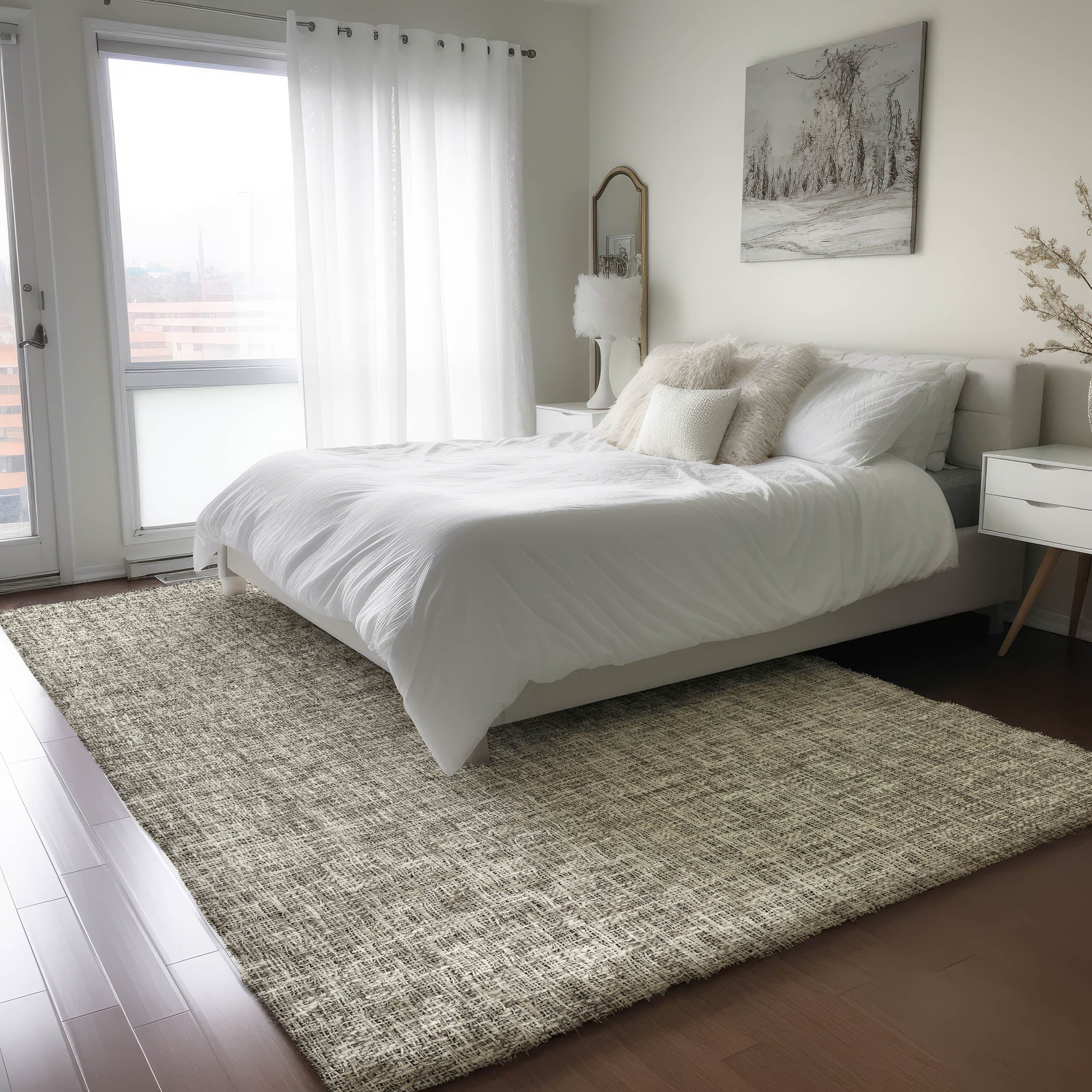 Luxury Washable Transitional VY1 Putty Ivory Rug 2'6" x 3'10" #shape_Rectangle