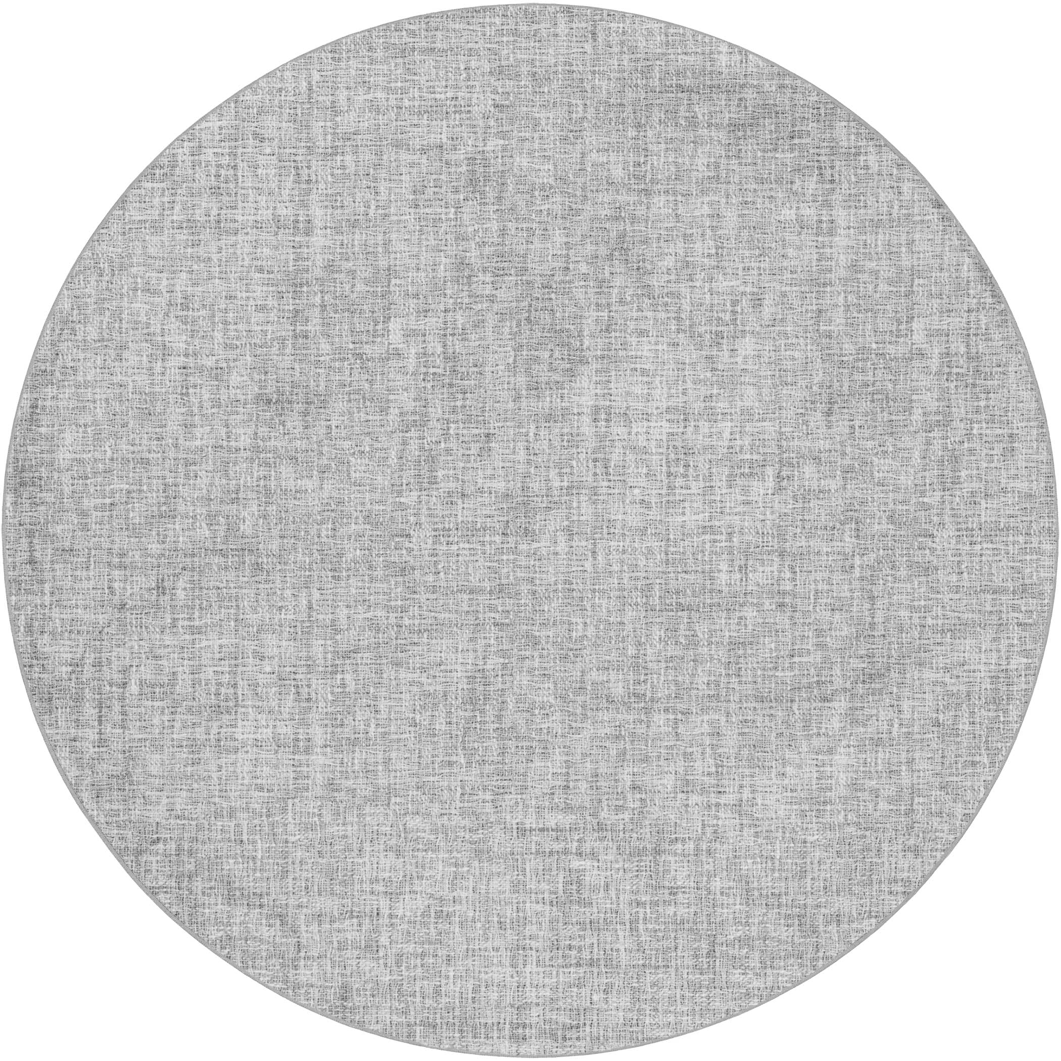 Luxury Washable Transitional VY1 Silver Gray Rug 8' x 8' #shape_Round