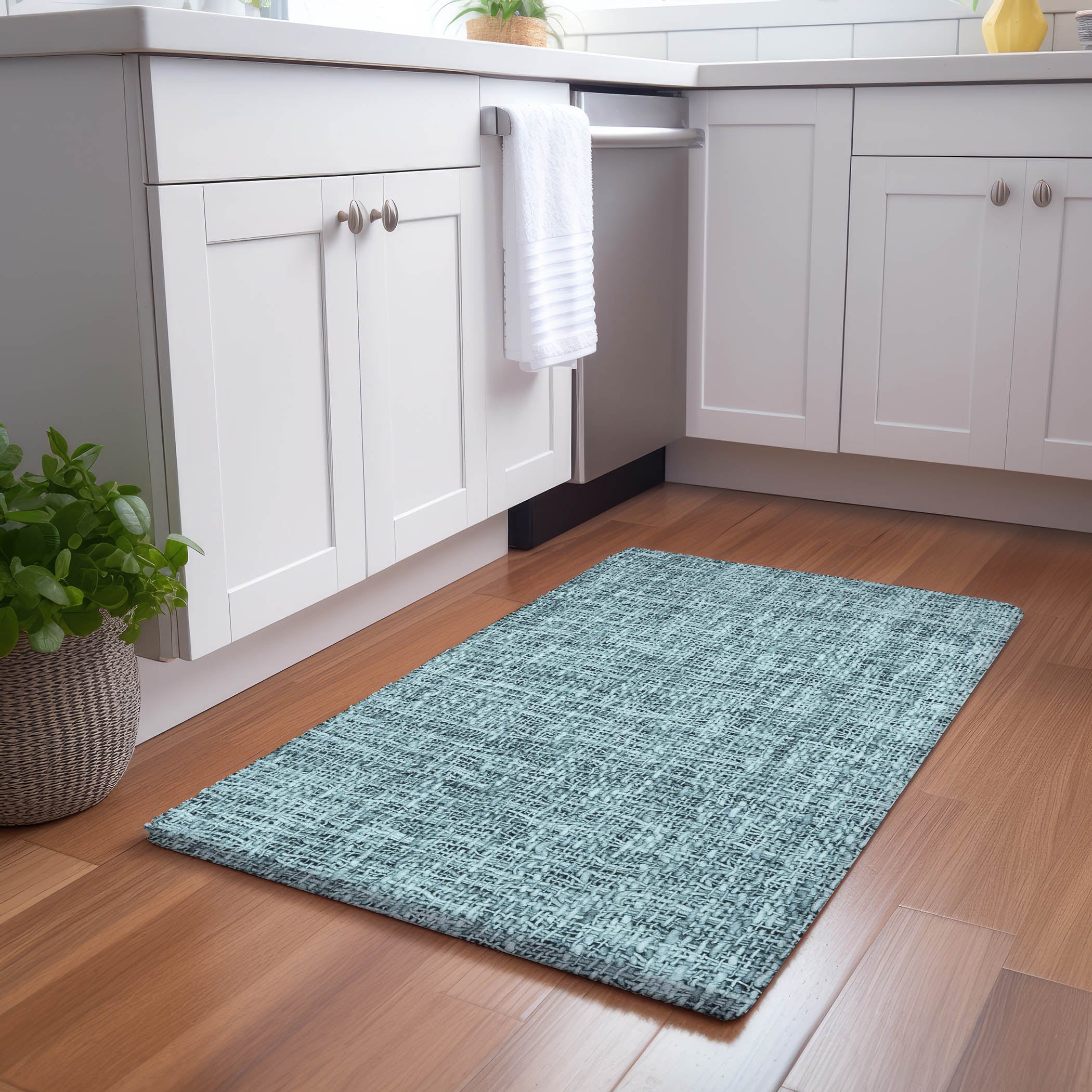 Luxury Washable Transitional VY1 Teal Rug 1'8" x 2'6" #shape_Rectangle