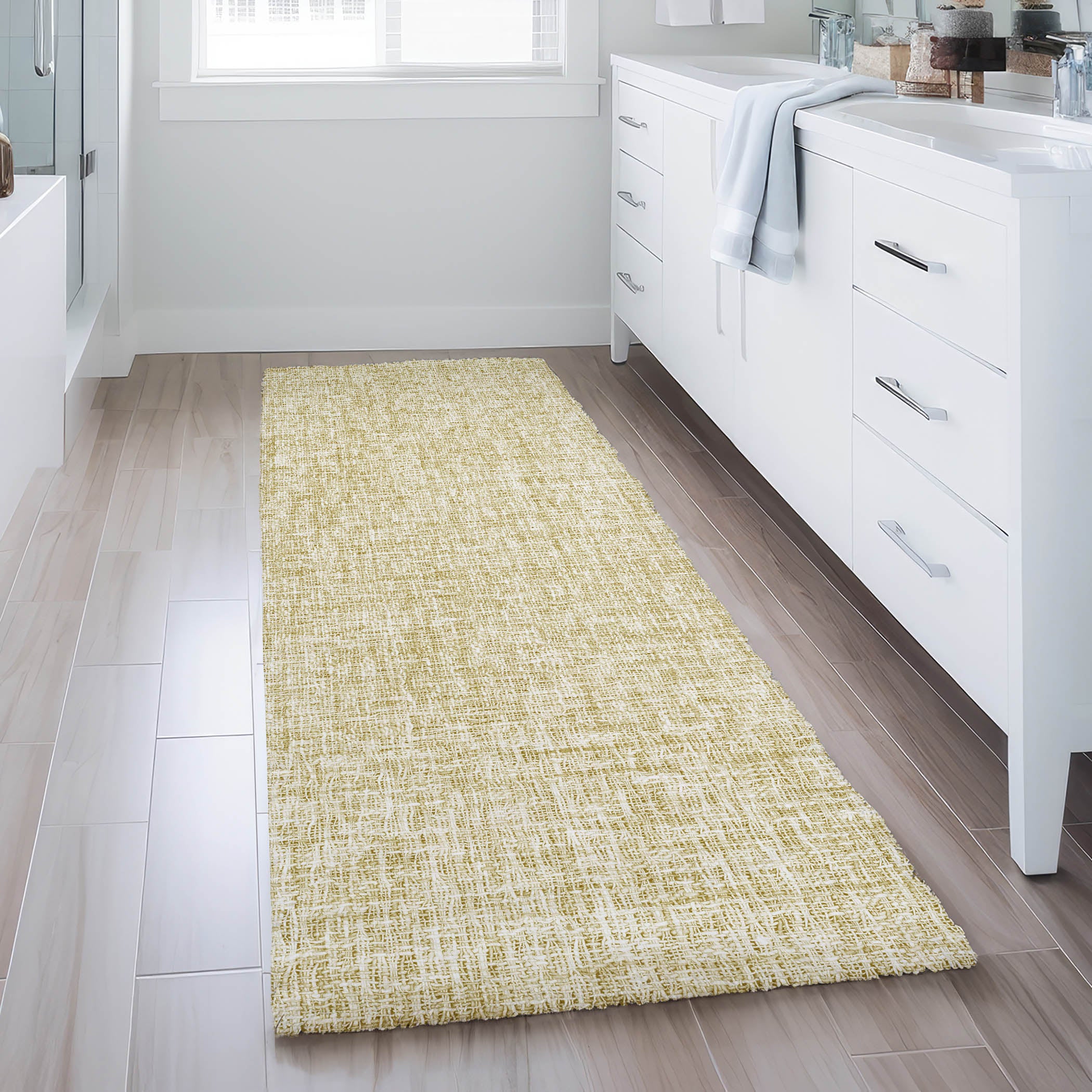 Luxury Washable Transitional VY1 Wheat Gold Rug 2'3" x 7'6" #shape_Runner