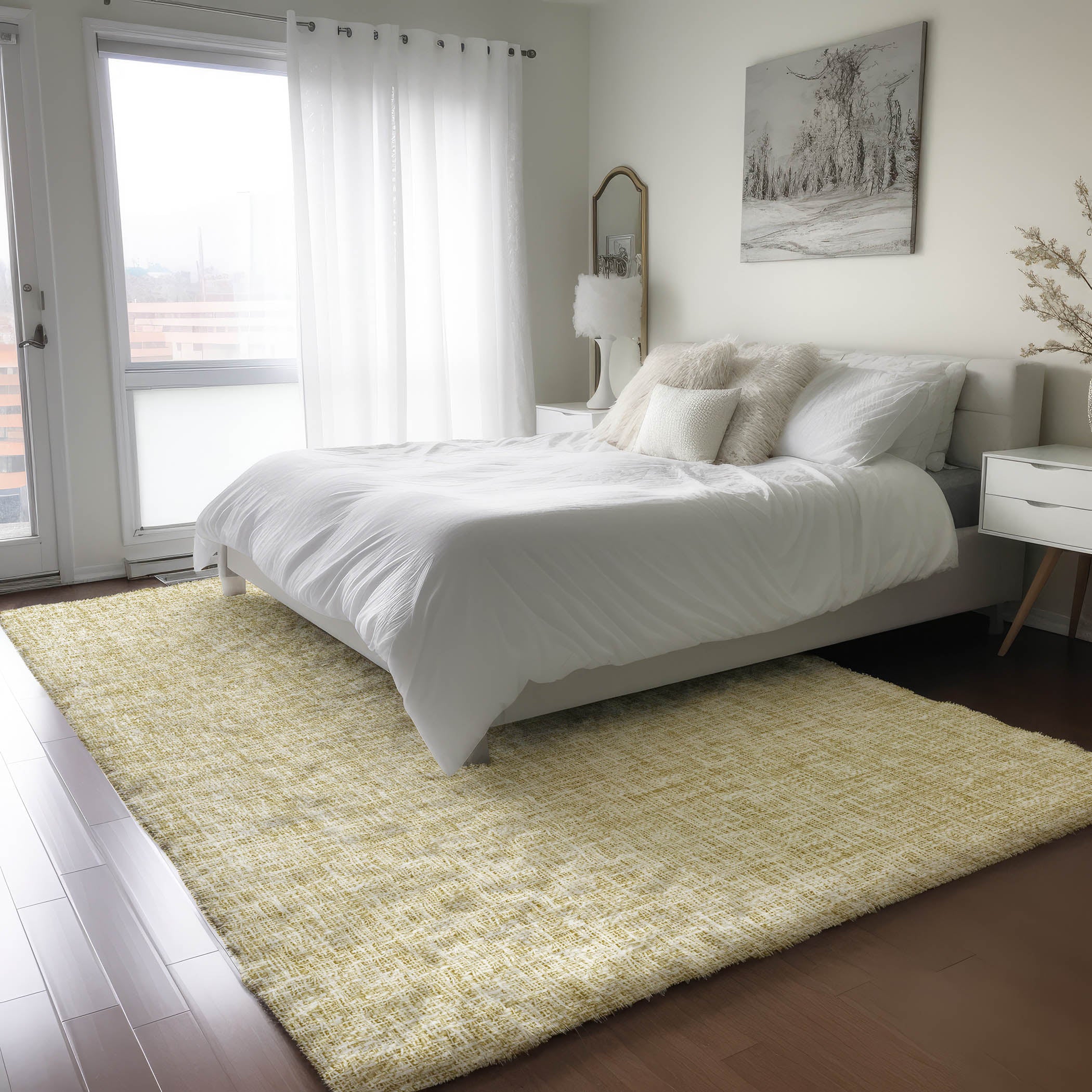 Luxury Washable Transitional VY1 Wheat Gold Rug 2'6" x 3'10" #shape_Rectangle
