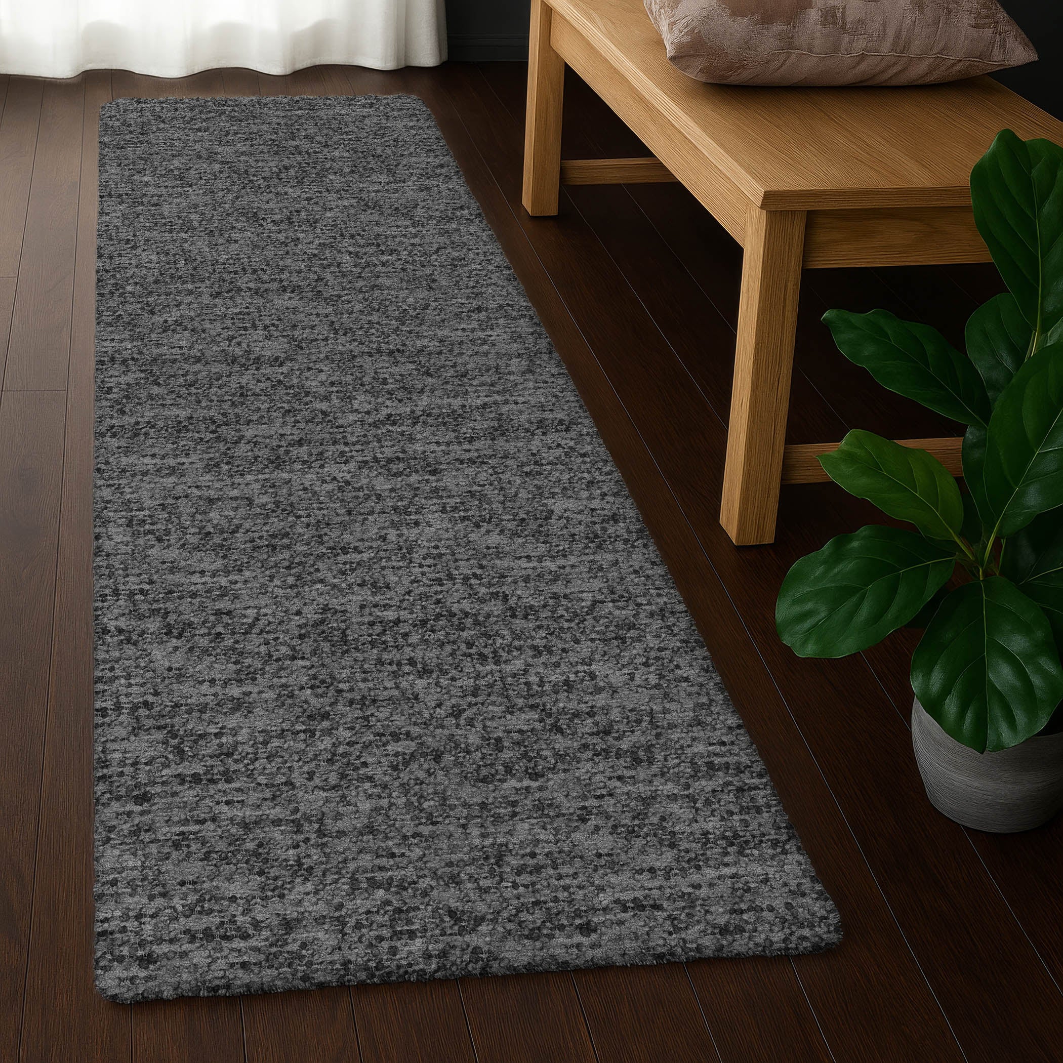 Luxury Washable Transitional VY2 Charcoal Gray Rug 2'3" x 7'6" #shape_Runner