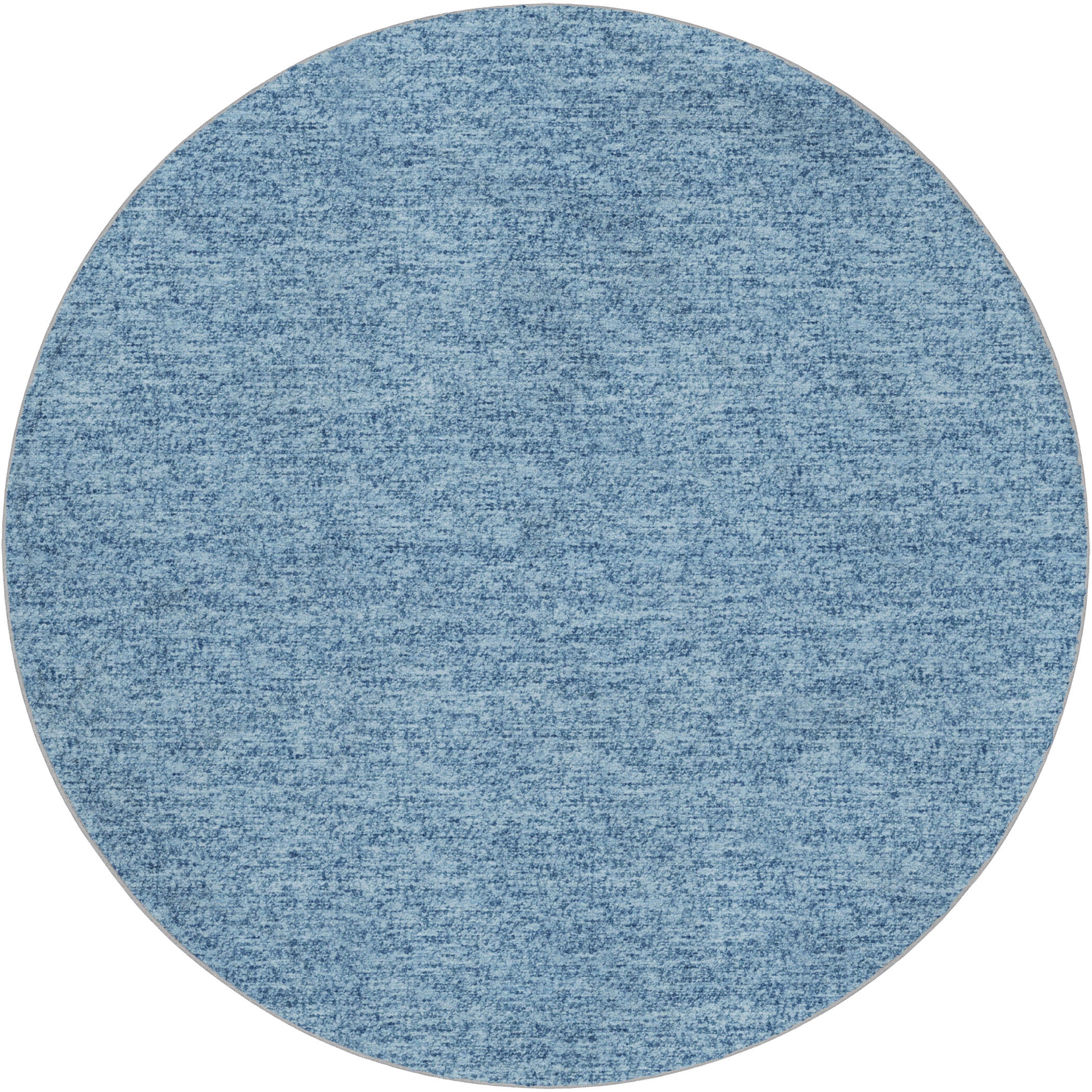 Luxury Washable Transitional VY2 Denim Blue Rug 8' x 8' #shape_Round