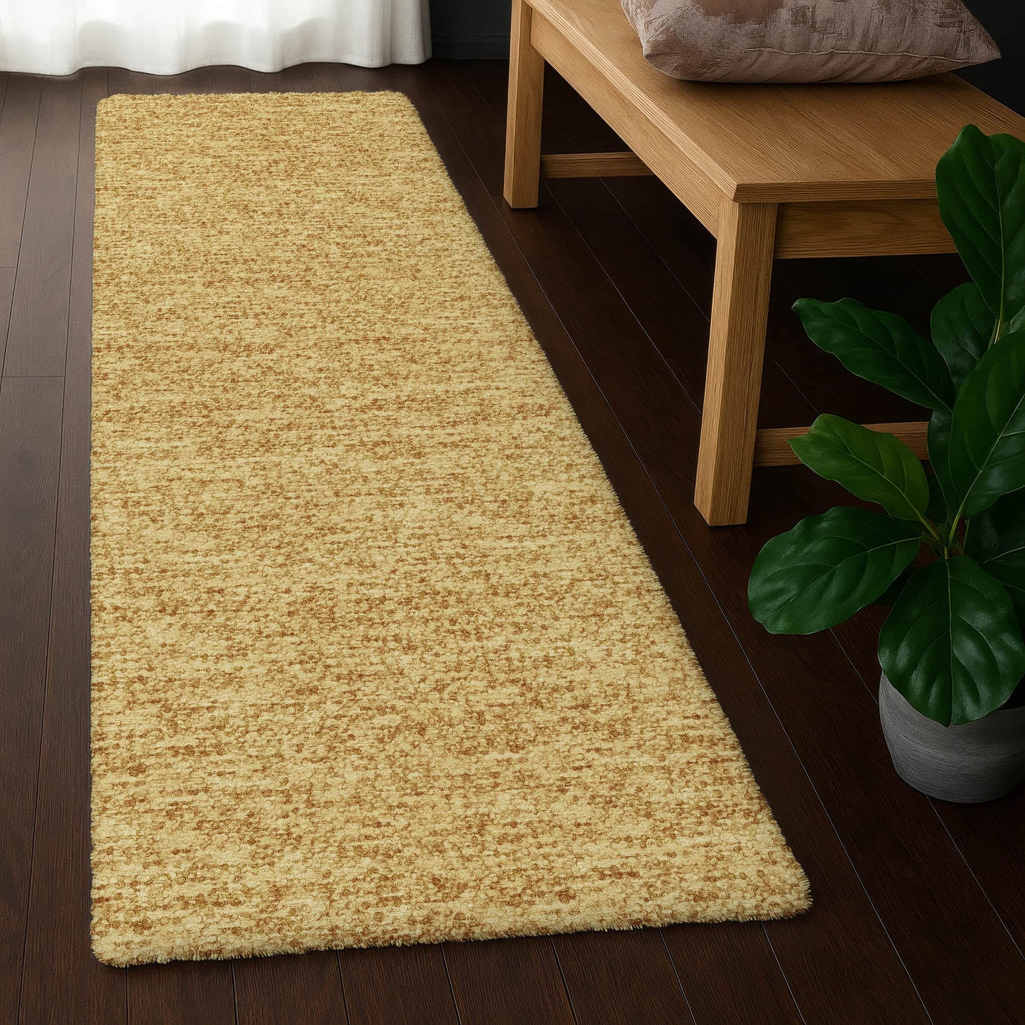 Luxury Washable Transitional VY2 Gold Rug 2'3" x 7'6" #shape_Runner