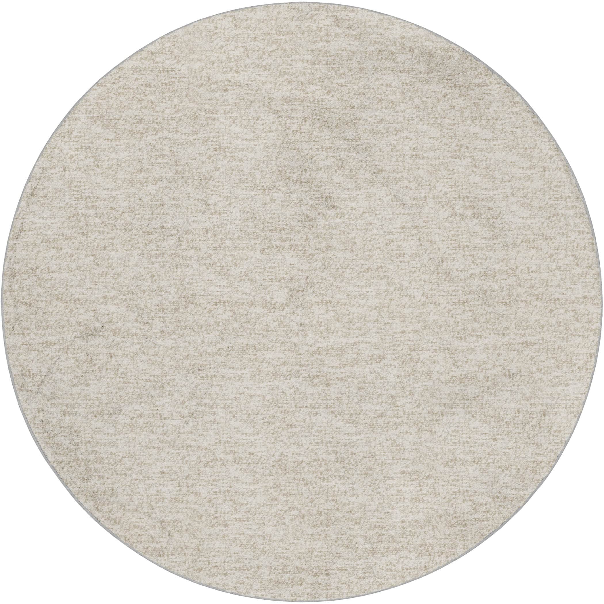Luxury Washable Transitional VY2 Linen Ivory Rug 8' x 8' #shape_Round