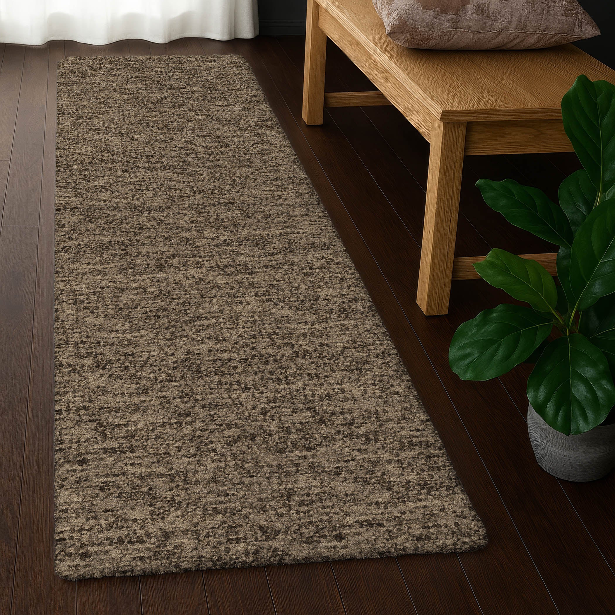 Luxury Washable Transitional VY2 Mocha Brown Rug 2'3" x 7'6" #shape_Runner