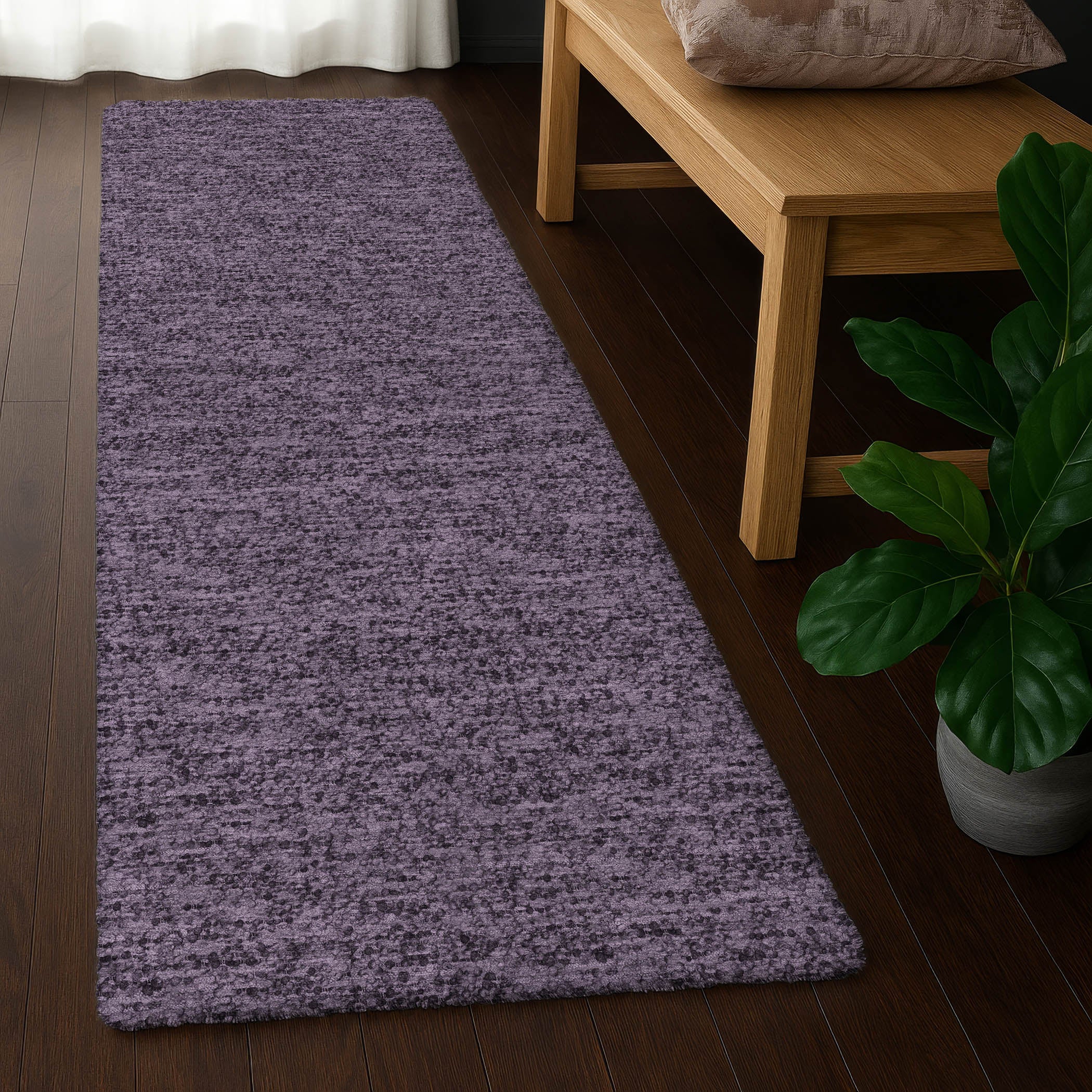 Luxury Washable Transitional VY2 Plum Purple Rug 2'3" x 7'6" #shape_Runner