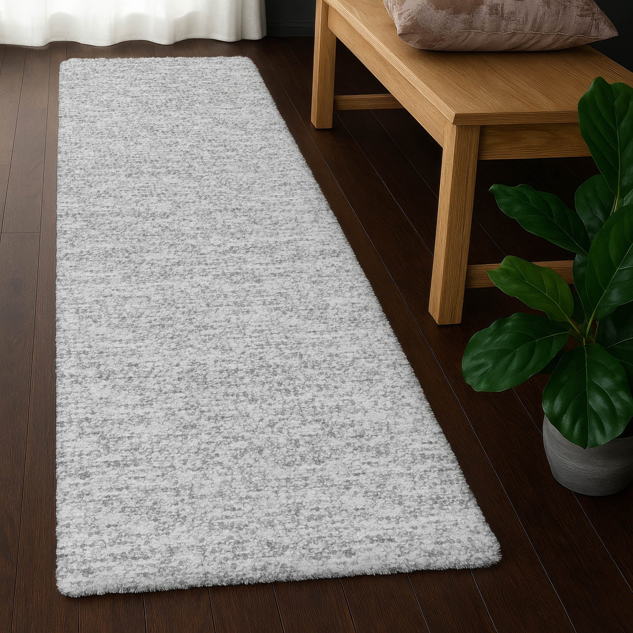 Luxury Washable Transitional VY2 Silver Gray Rug 2'3" x 7'6" #shape_Runner