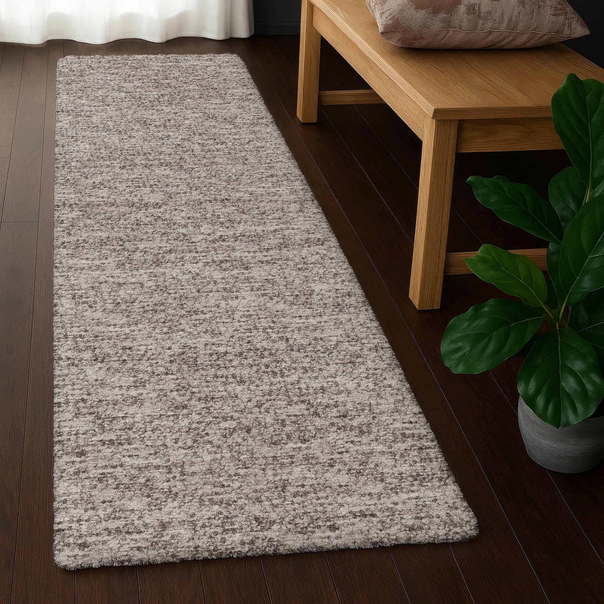 Luxury Washable Transitional VY2 Taupe Brown Rug 2'3" x 7'6" #shape_Runner