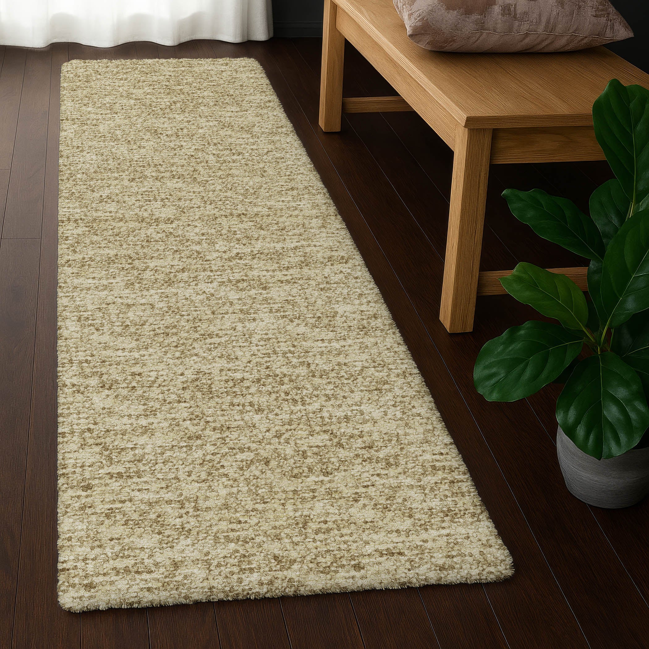 Luxury Washable Transitional VY2 Walnut Gold Rug 2'3" x 7'6" #shape_Runner