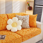 Flower Pattern Jacquard Fleece Stretch Sofa Cover, Non-Slip L-Shaped Couch Cushion Covers for Pets
