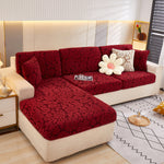Flower Pattern Jacquard Fleece Stretch Sofa Cover, Non-Slip L-Shaped Couch Cushion Covers for Pets