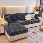 Flower Pattern Jacquard Fleece Stretch Sofa Cover, Non-Slip L-Shaped Couch Cushion Covers for Pets