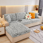 Flower Pattern Jacquard Fleece Stretch Sofa Cover, Non-Slip L-Shaped Couch Cushion Covers for Pets