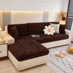 Flower Pattern Jacquard Fleece Stretch Sofa Cover, Non-Slip L-Shaped Couch Cushion Covers for Pets