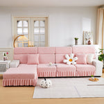 Stretchable Chaise Lounge Sofa Covers and Couch Seat Covers with Skirt for Sectional Couches